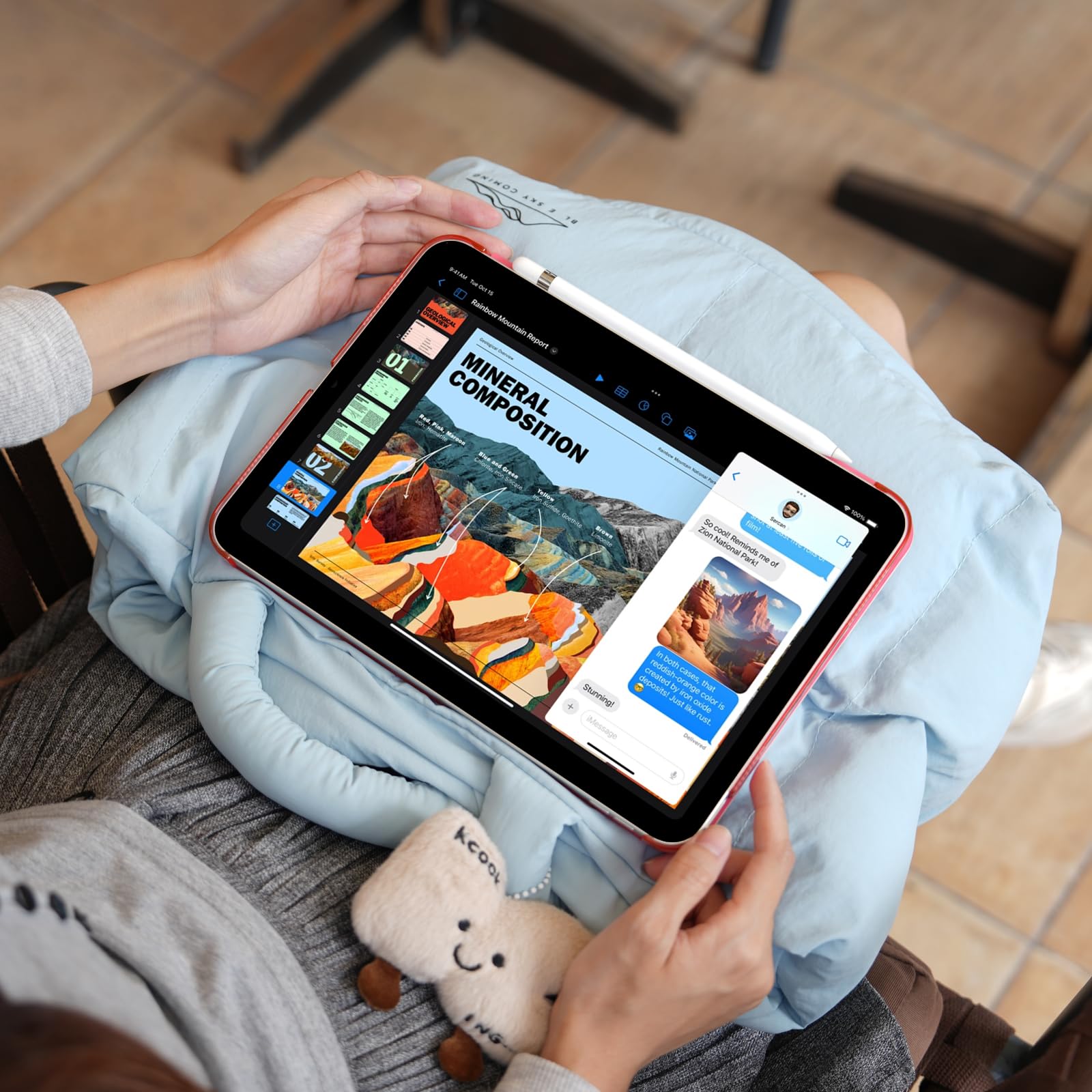 iPad 11th Gen (10th Compatible) Slim Stand Cover with Clear Hard Back, Touch ID#Color_Raspberry