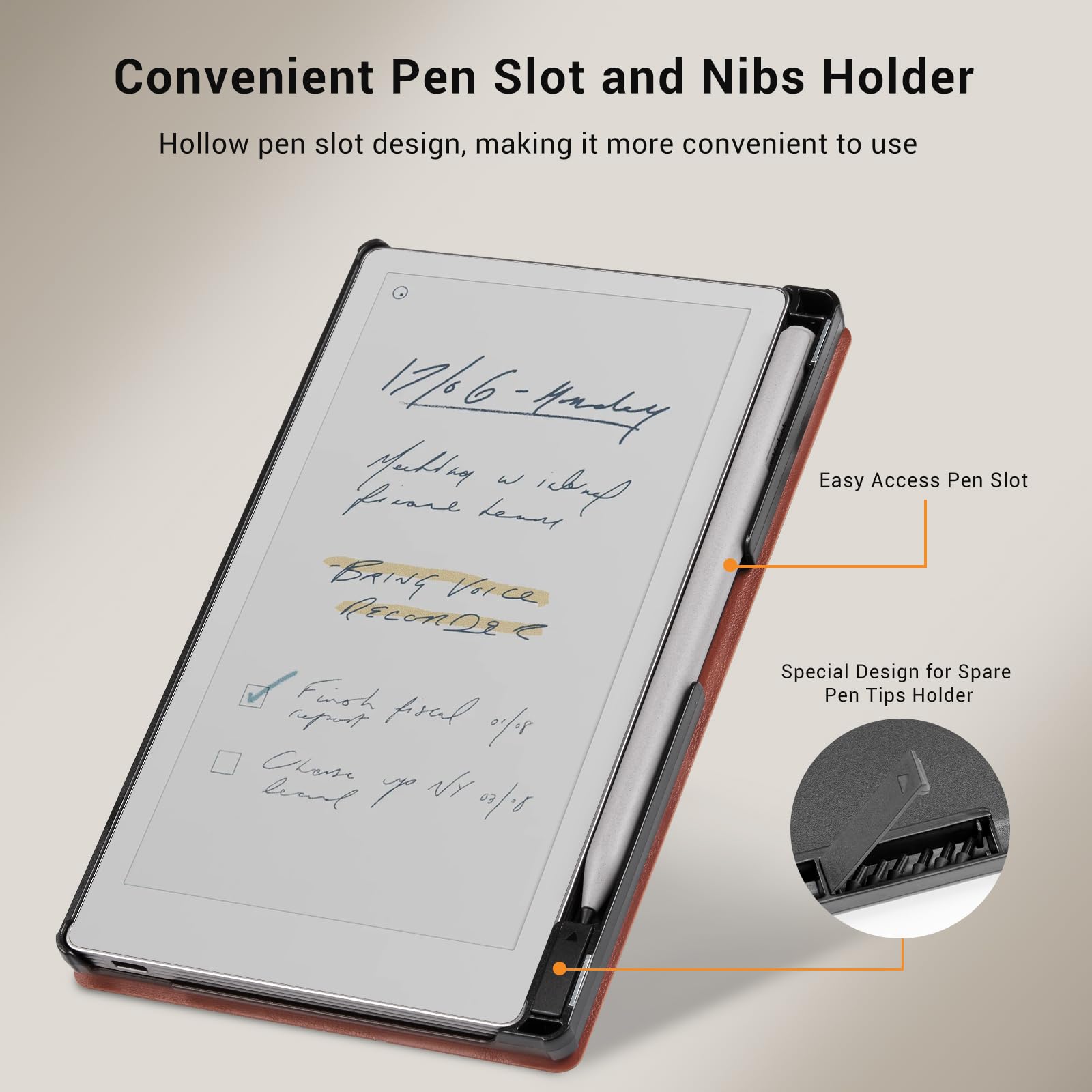 Remarkable Paper Pro Move 7.3 inch (2025) Cross texture Folio Cover#Color_Brown