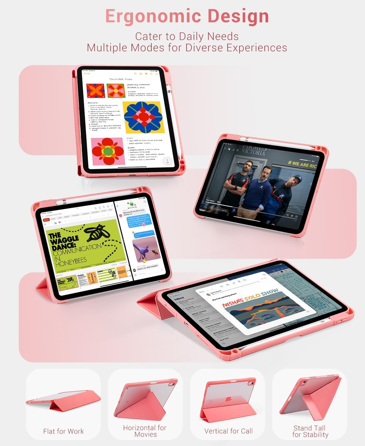 iPad 11th Gen (A16) 11" (2025) & 10th Gen 10.9" (2022) Case With Magnetic Stand#Color_Rosy Pink