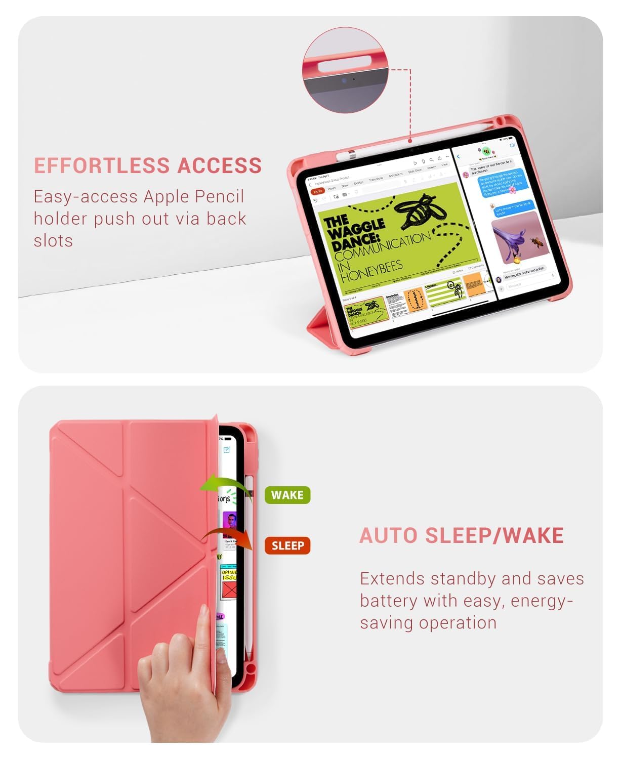 iPad 11th Gen (A16) 11" (2025) & 10th Gen 10.9" (2022) Case With Magnetic Stand#Color_Rosy Pink