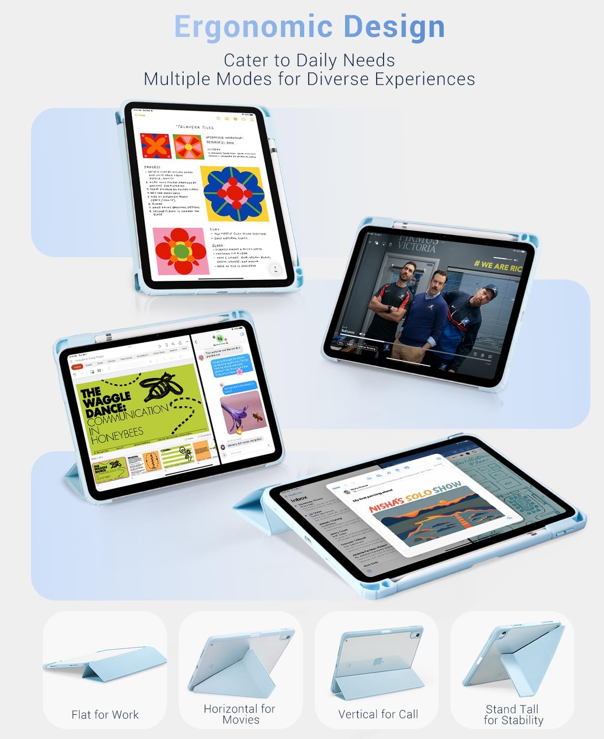 iPad 11th Gen (10th Compatible) Case With Y-Fold Magnetic Stand#Color_Sky Blue