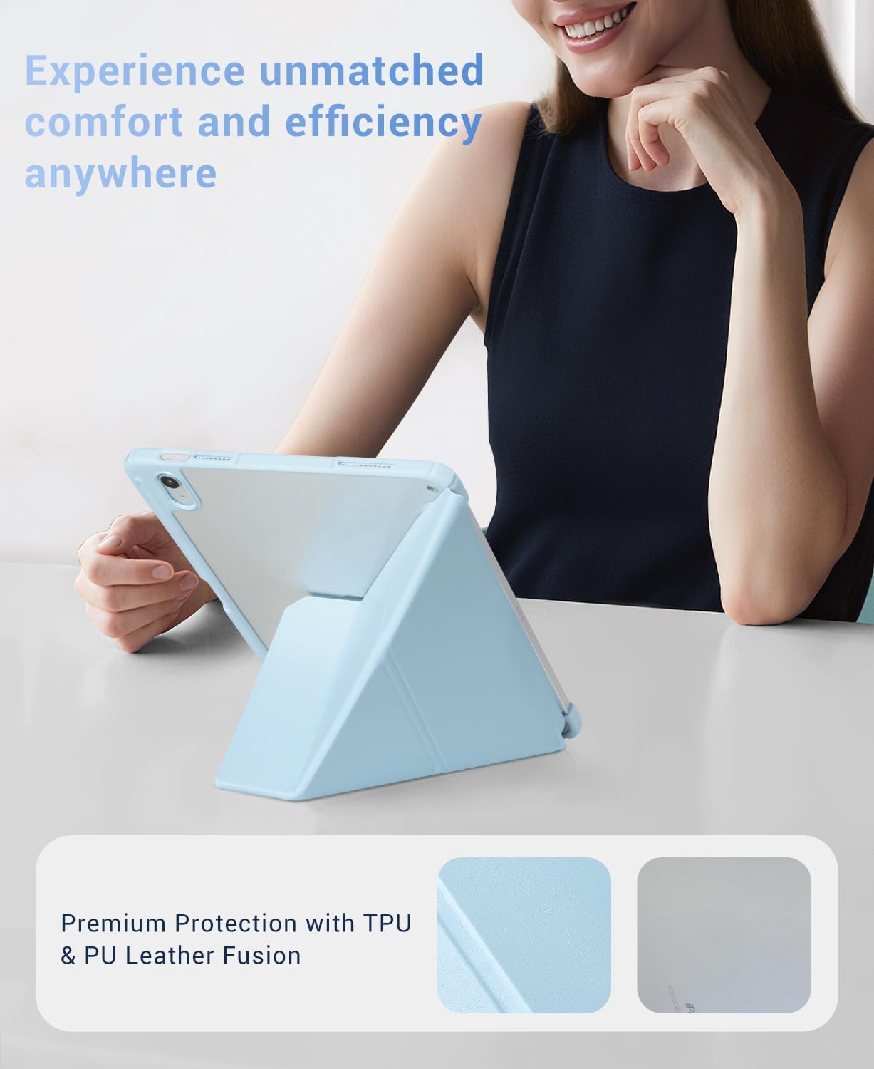iPad 11th Gen (10th Compatible) Case With Y-Fold Magnetic Stand#Color_Sky Blue