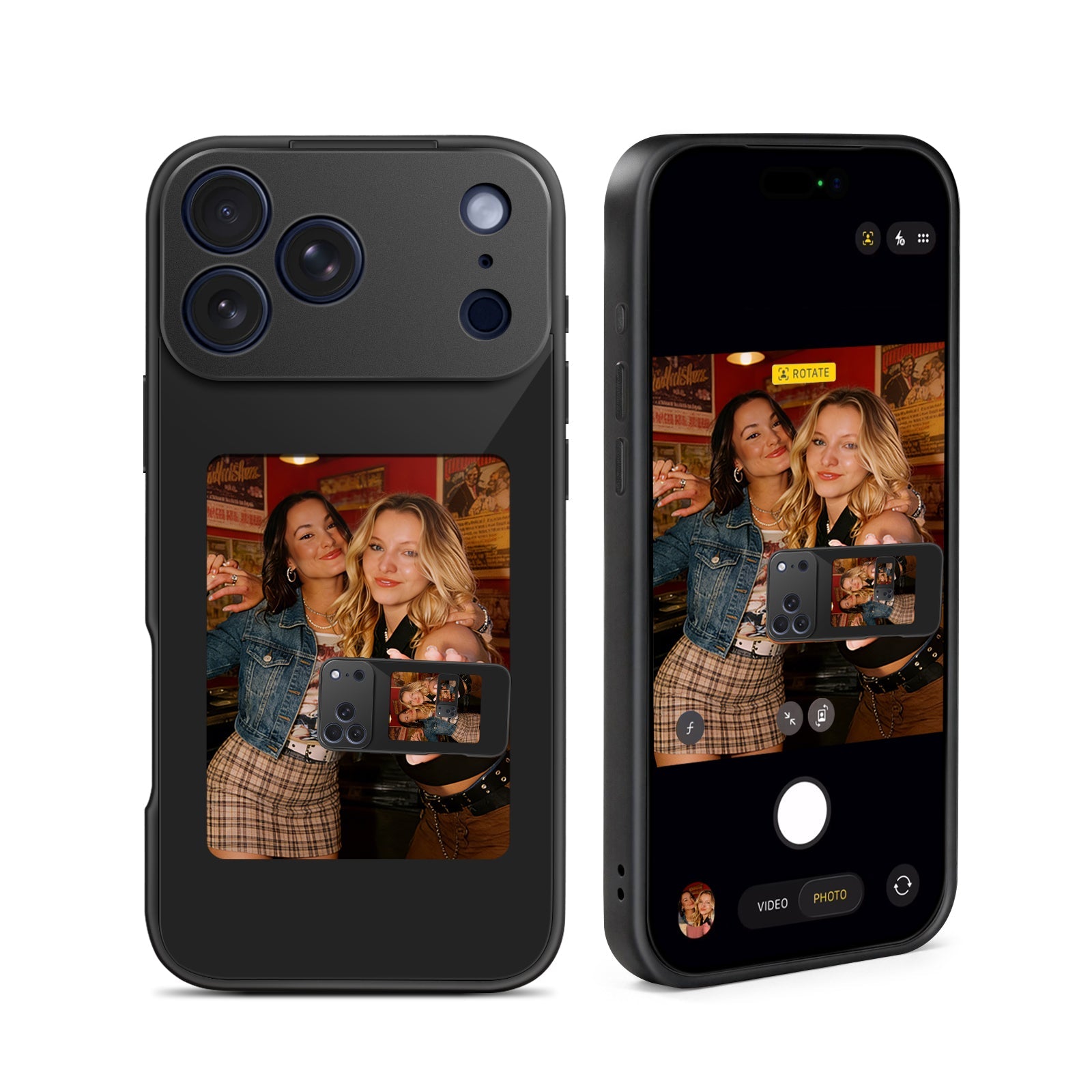 iPhone 17 NFC E-Ink Case with 4-Inch HD Display#Color_Black