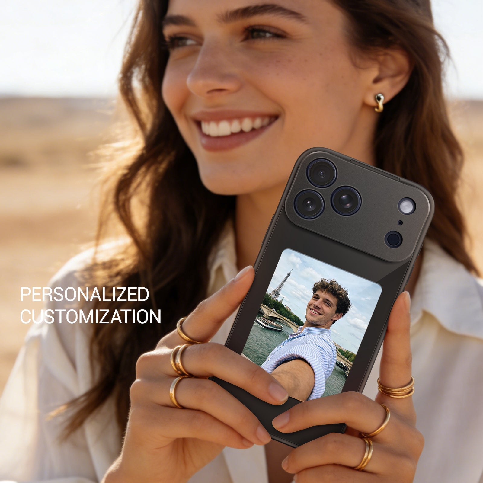 iPhone 17 NFC E-Ink Case with 4-Inch HD Display#Color_Black