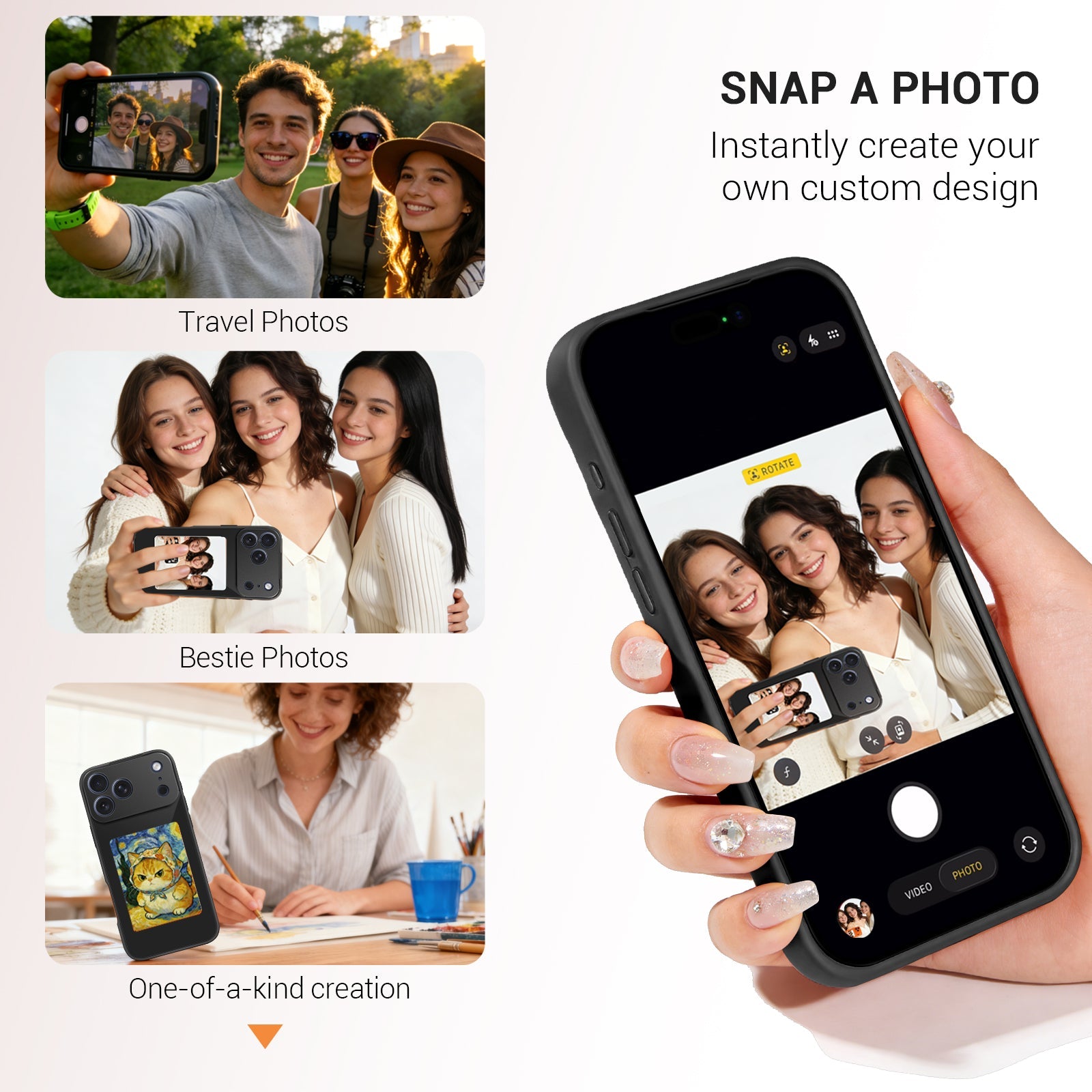 iPhone 17 NFC E-Ink Case with 4-Inch HD Display#Color_Black