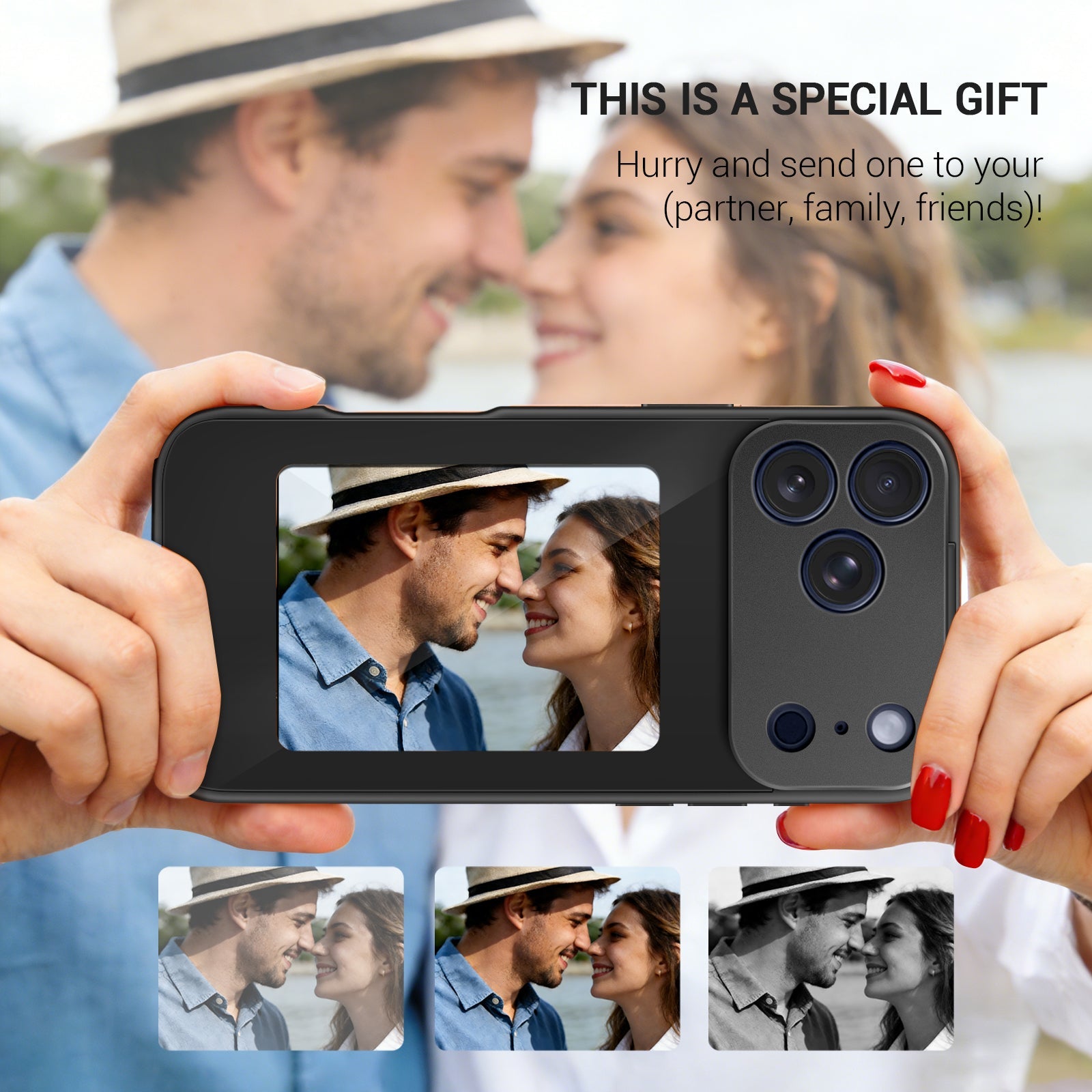 iPhone 17 NFC E-Ink Case with 4-Inch HD Display#Color_Black