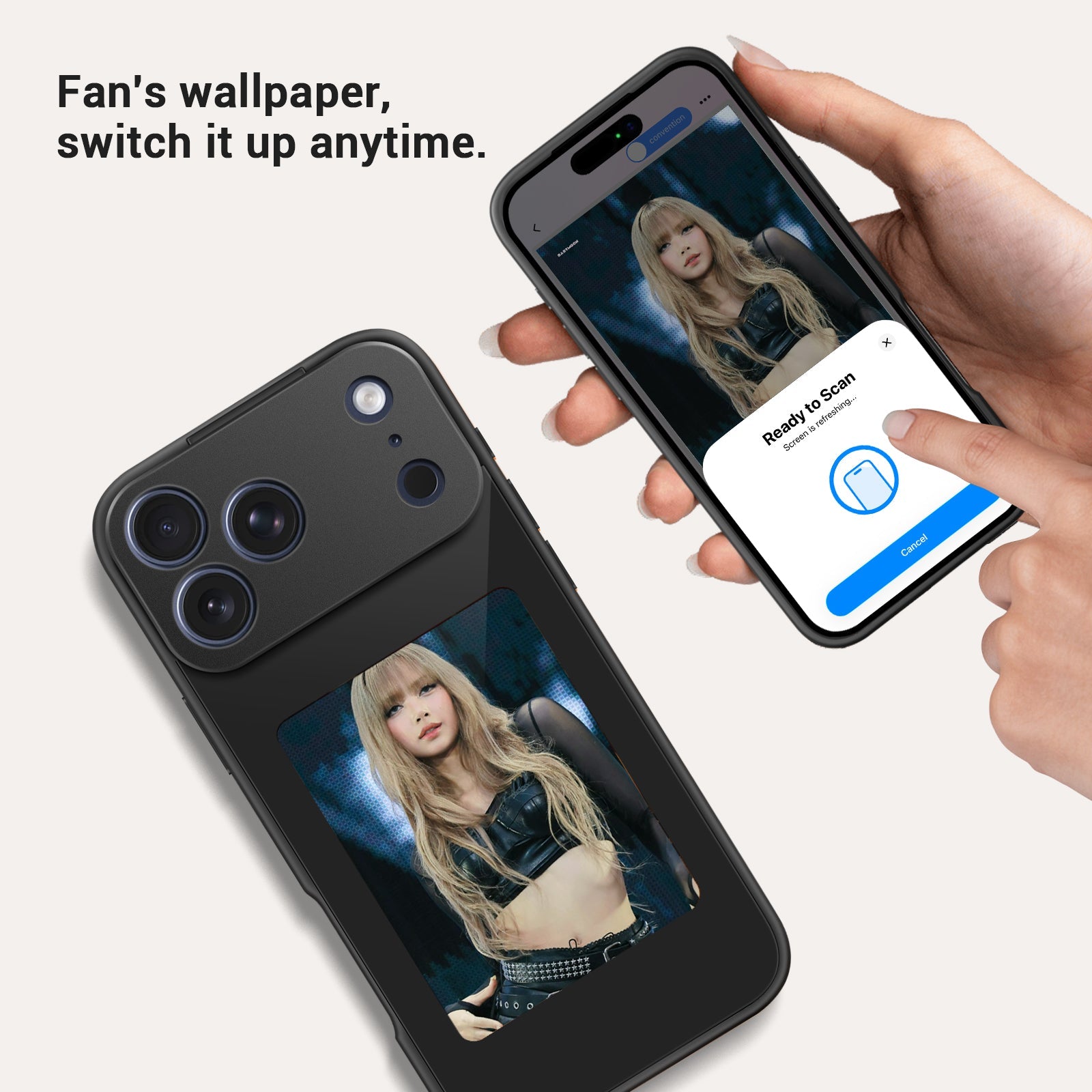 iPhone 17 NFC E-Ink Case with 4-Inch HD Display#Color_Black