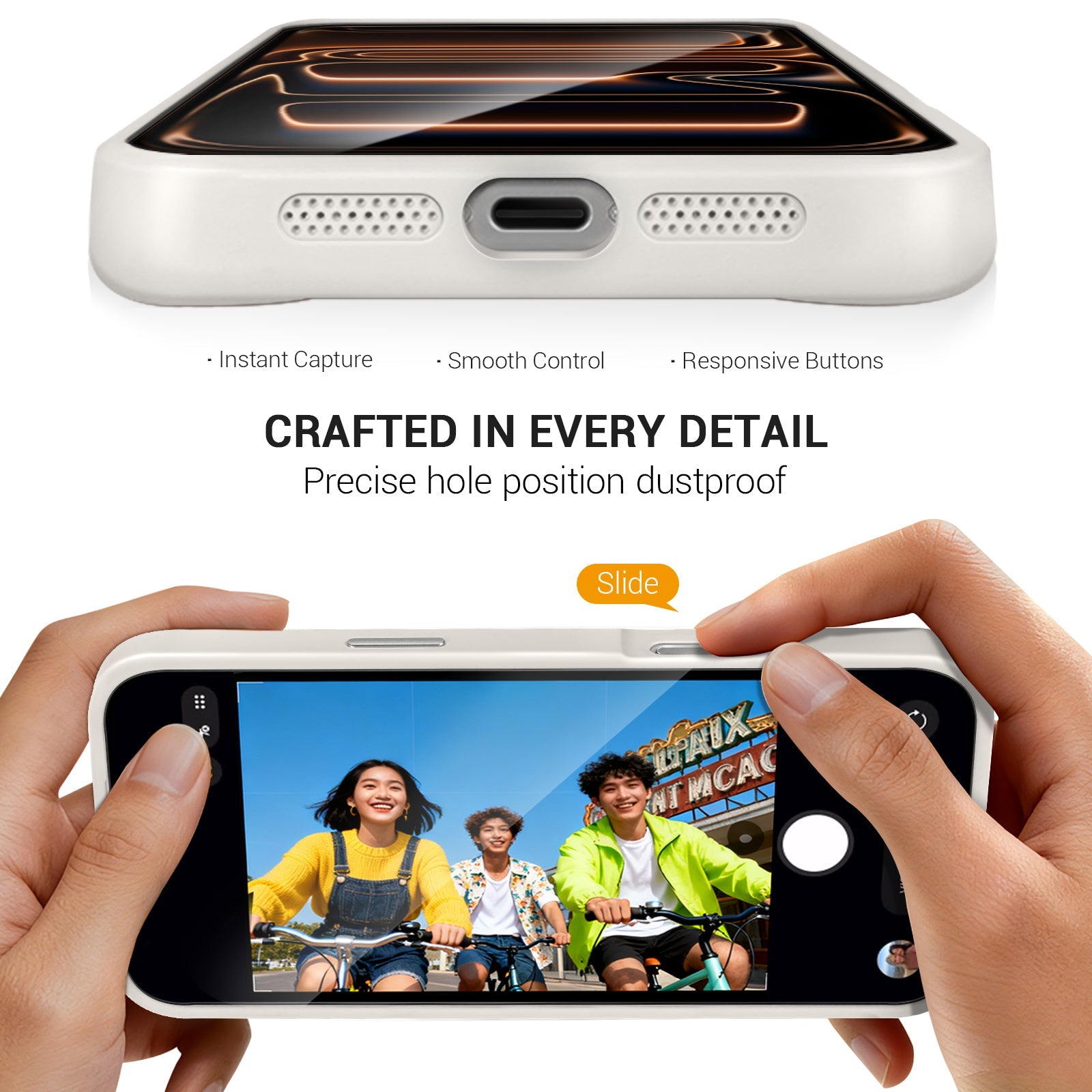 iPhone 17 Pro Max NFC E-Ink Case with 4-Inch HD Display#Color_Clear White