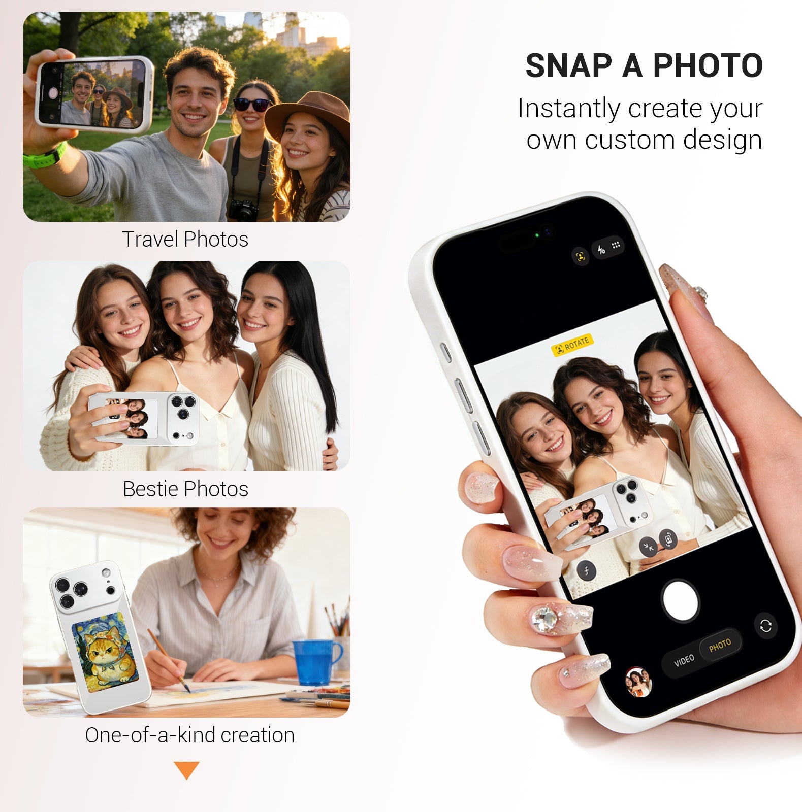 iPhone 17 Pro Max NFC E-Ink Case with 4-Inch HD Display#Color_Clear White