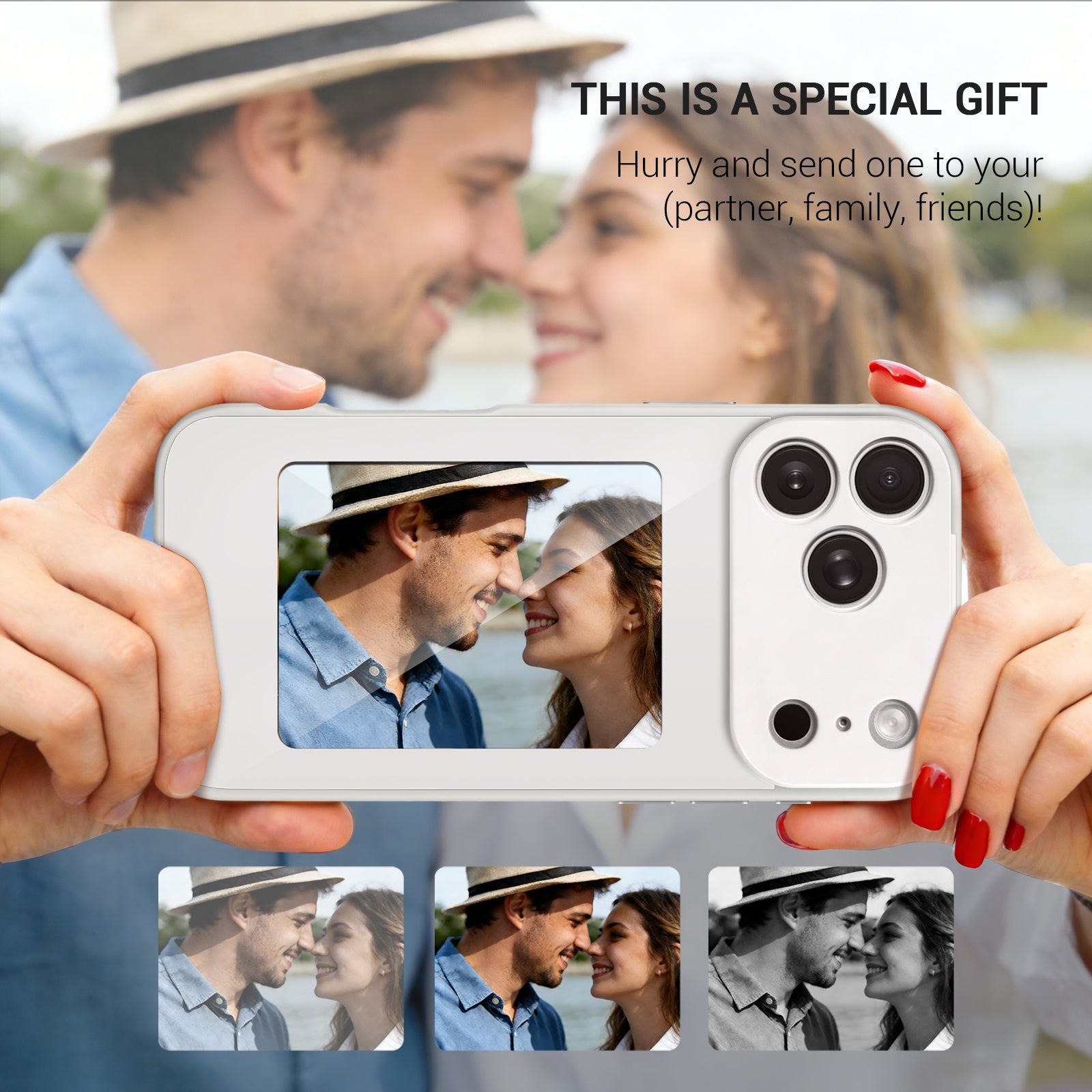 iPhone 17 Pro Max NFC E-Ink Case with 4-Inch HD Display#Color_Clear White