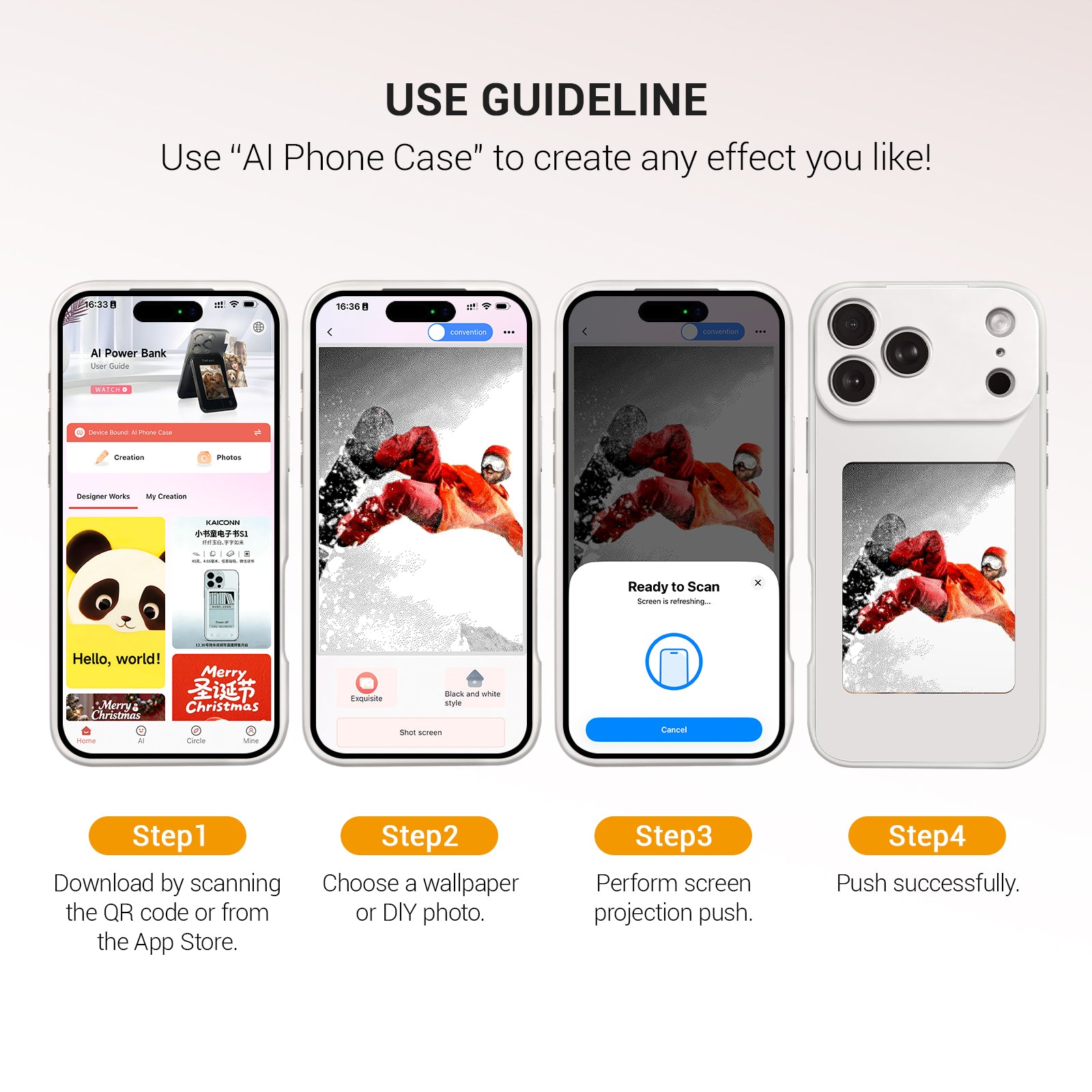 iPhone 17 Pro Max NFC E-Ink Case with 4-Inch HD Display#Color_Clear White