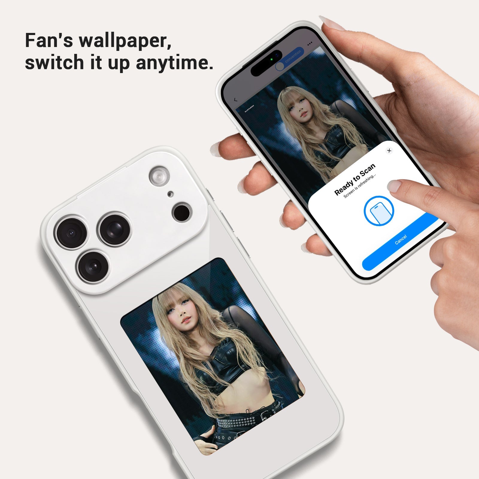 iPhone 17 Pro Max NFC E-Ink Case with 4-Inch HD Display#Color_Clear White