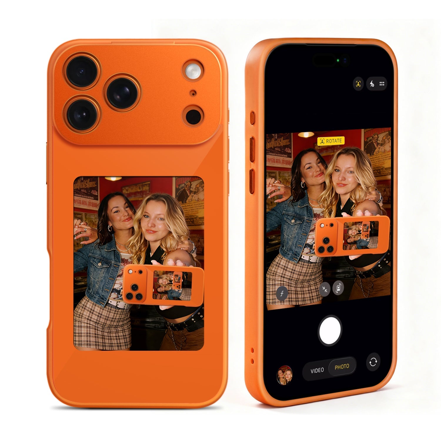 iPhone 17 NFC E-Ink Case with 4-Inch HD Display Orange / iPhone 17 Pro