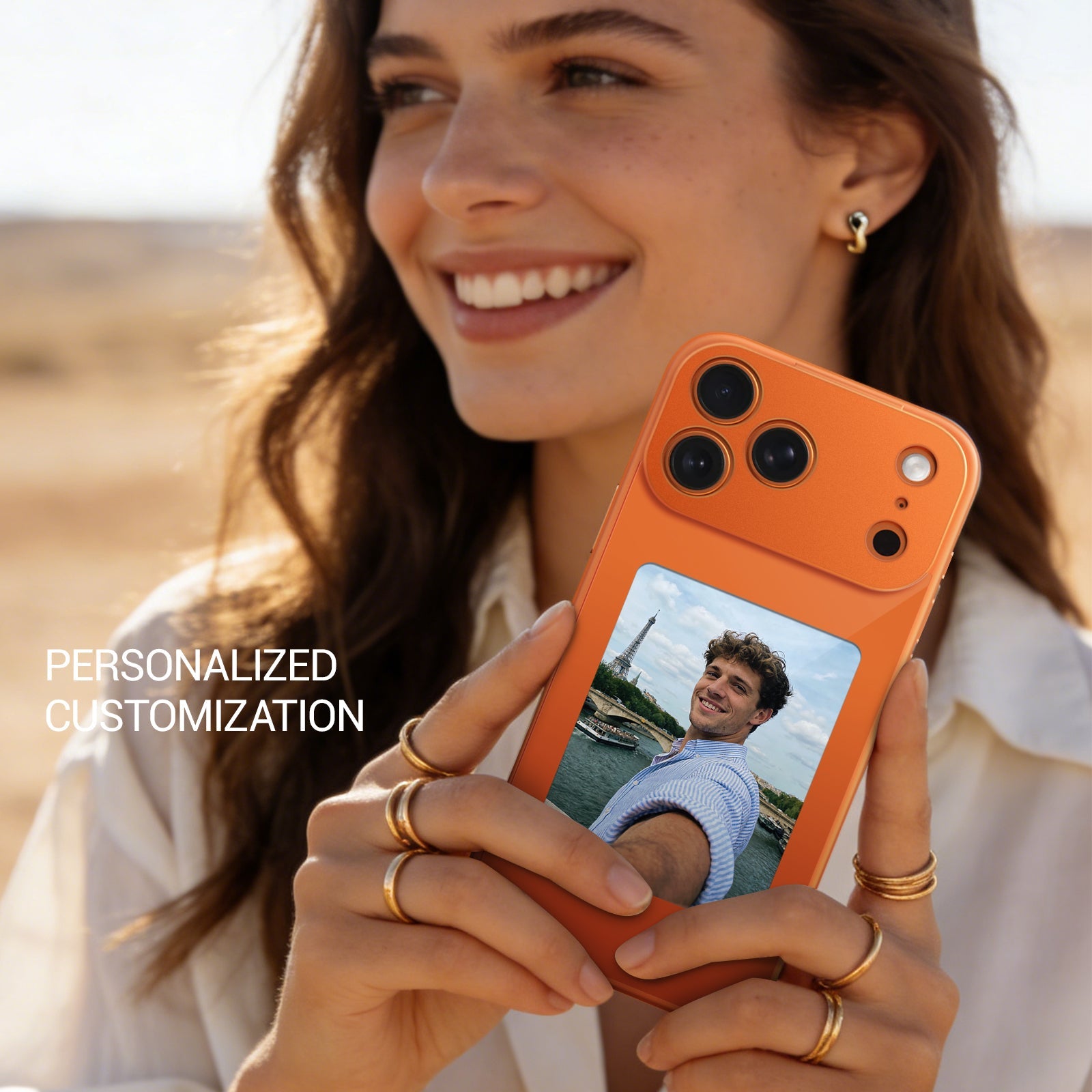 iPhone 17 Pro Max NFC E-Ink Case with 4-Inch HD Display#Color_Orange