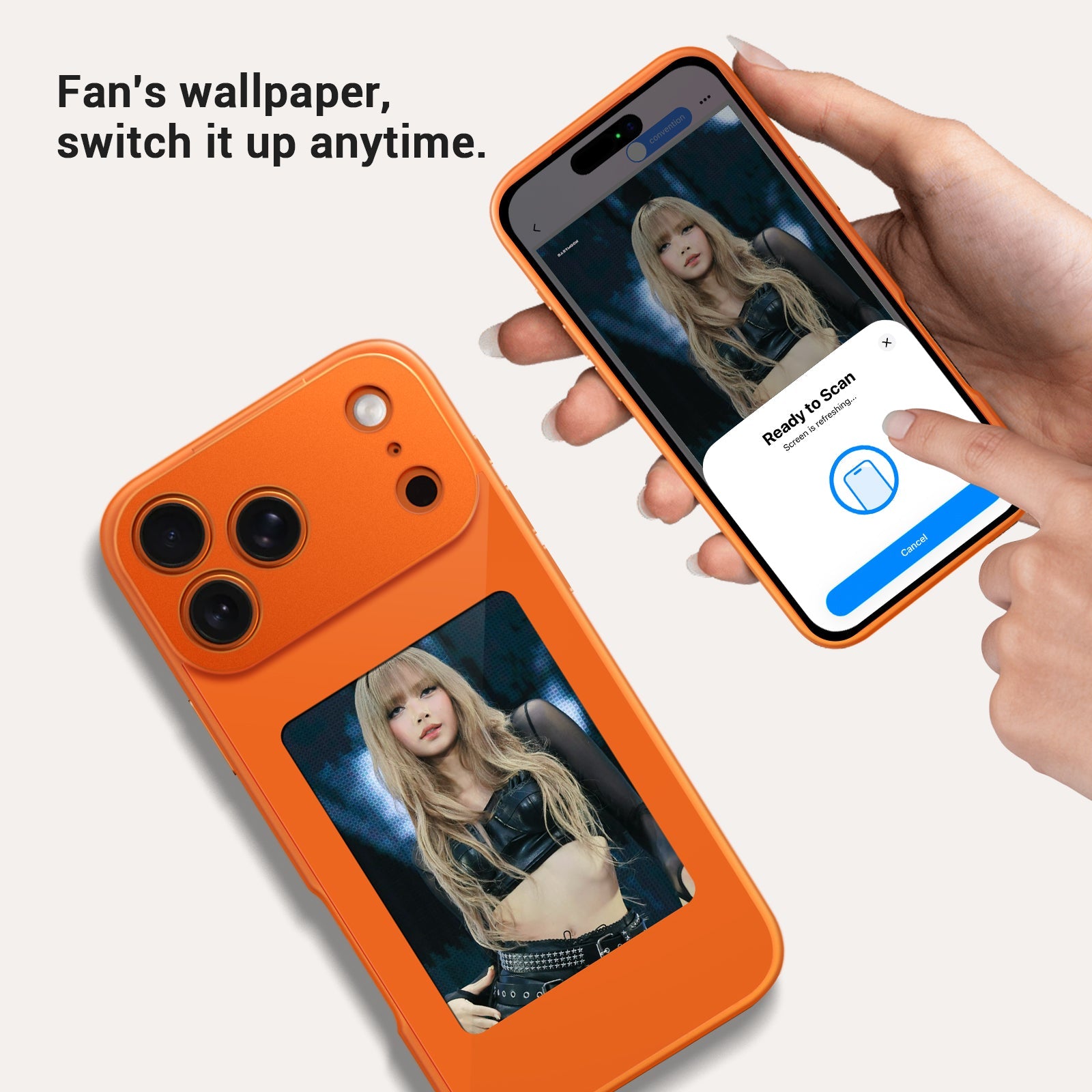 iPhone 17 Pro Max NFC E-Ink Case with 4-Inch HD Display#Color_Orange