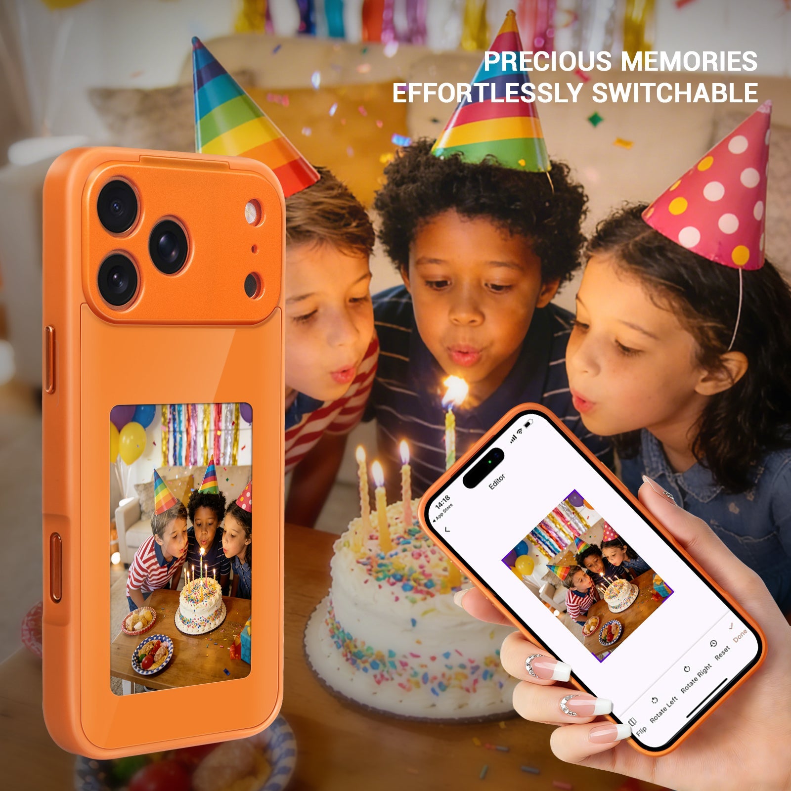 iPhone 17 Pro Max NFC E-Ink Case with 4-Inch HD Display#Color_Orange