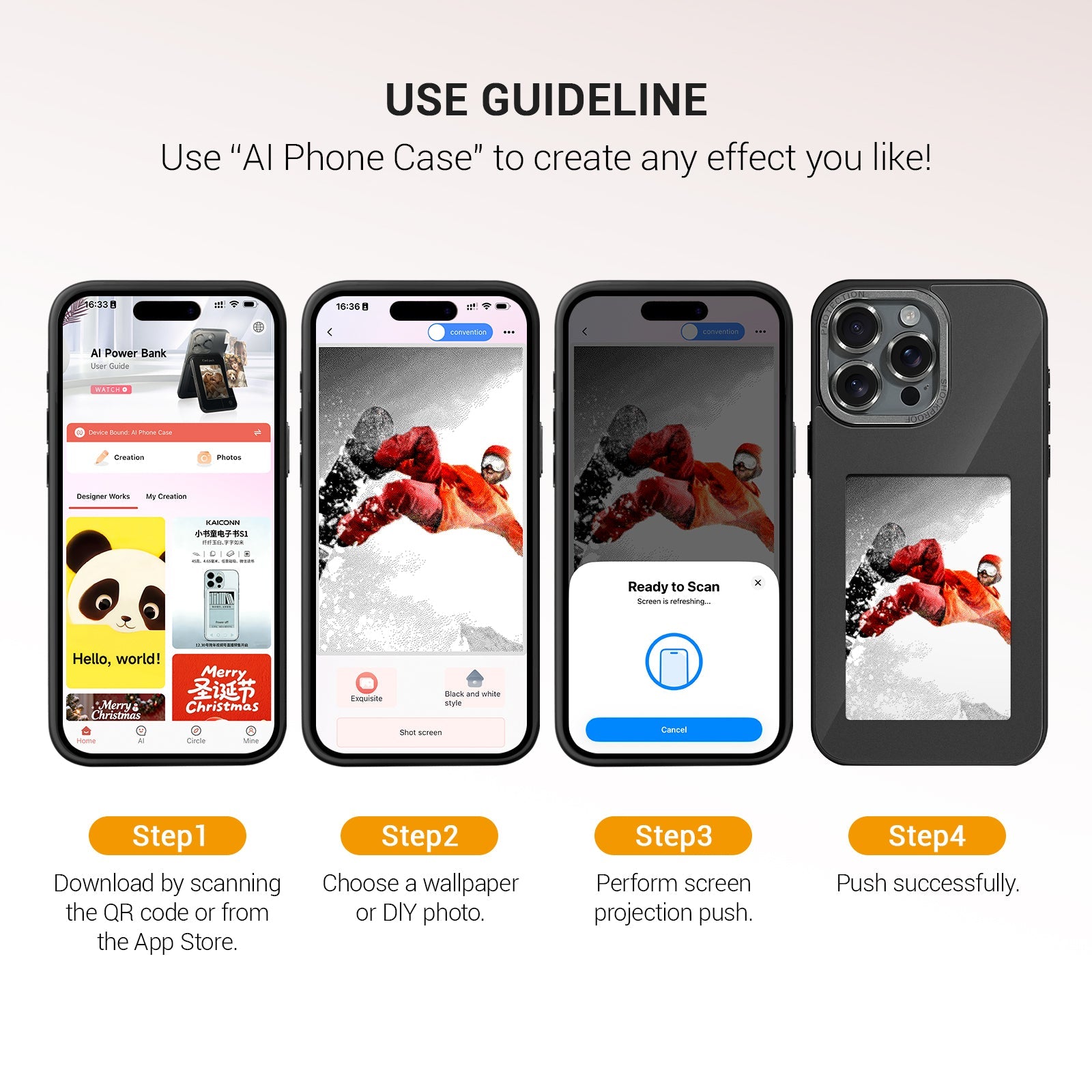 iPhone 13–16 NFC E-Ink Case with 4-Inch HD Display#Color_Graphite Black