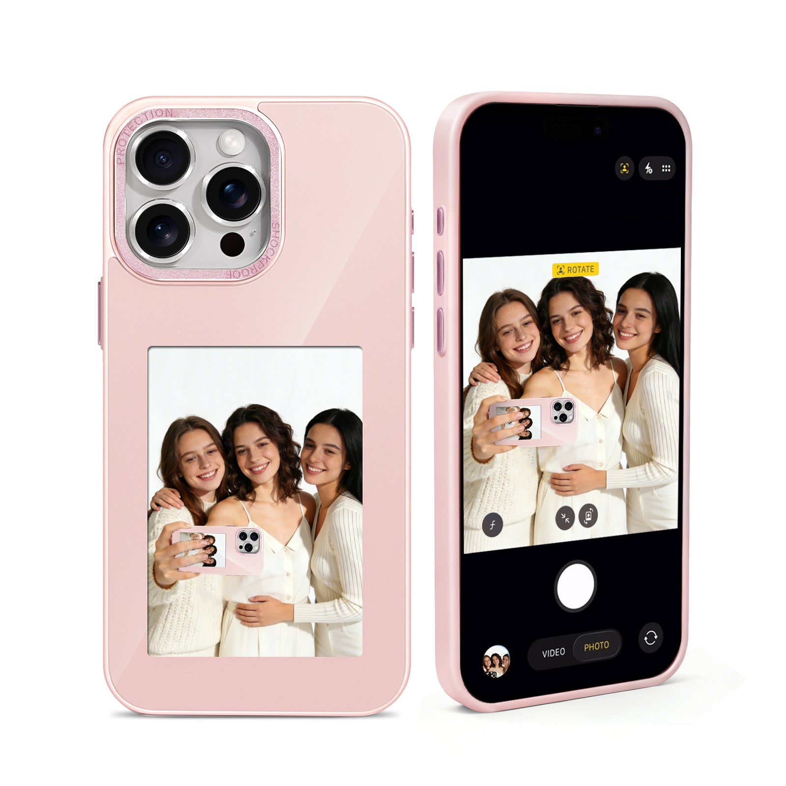 iPhone 13–16 NFC E-Ink Case with 4-Inch HD Display#Color_Peach Pink