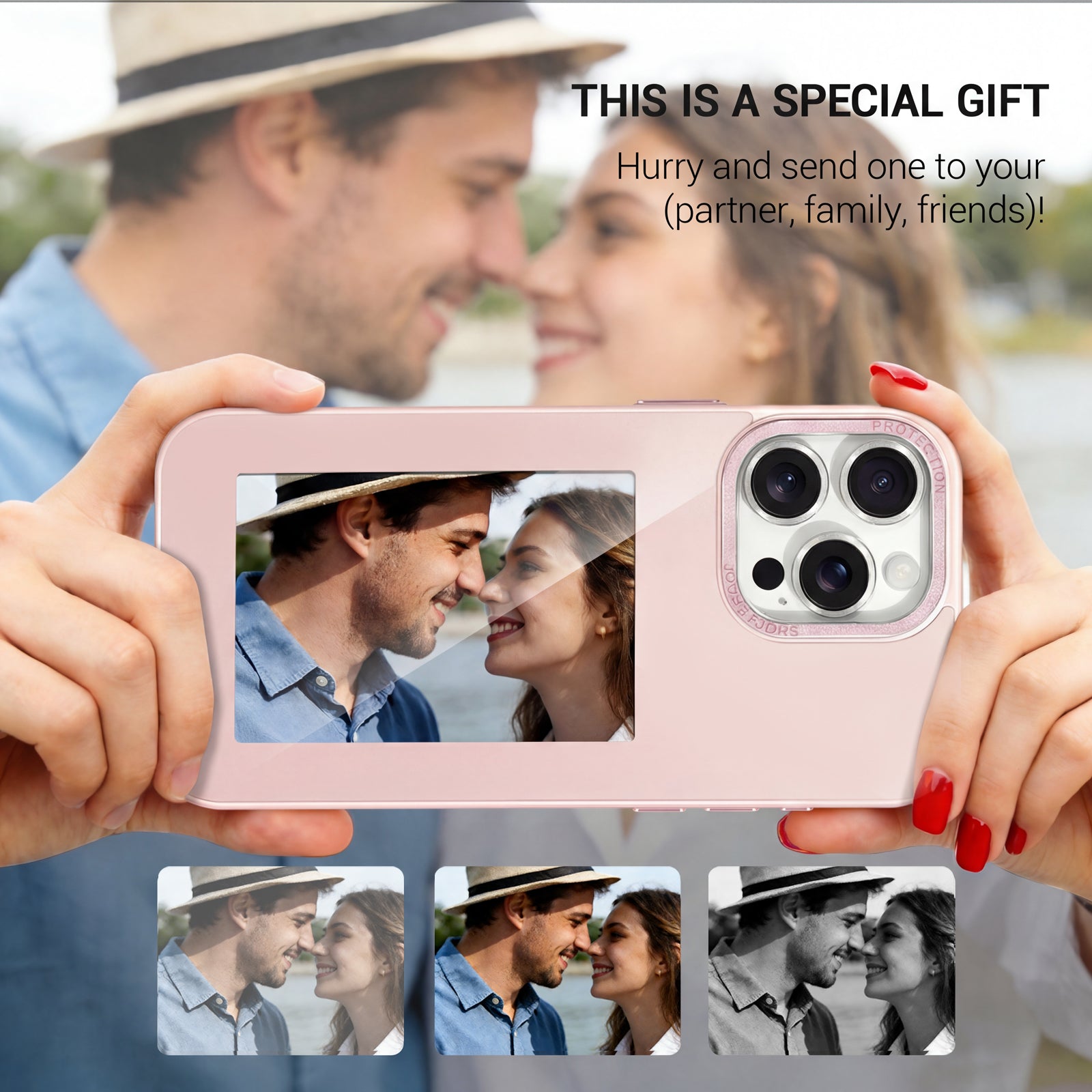 iPhone 13–16 NFC E-Ink Case with 4-Inch HD Display#Color_Peach Pink