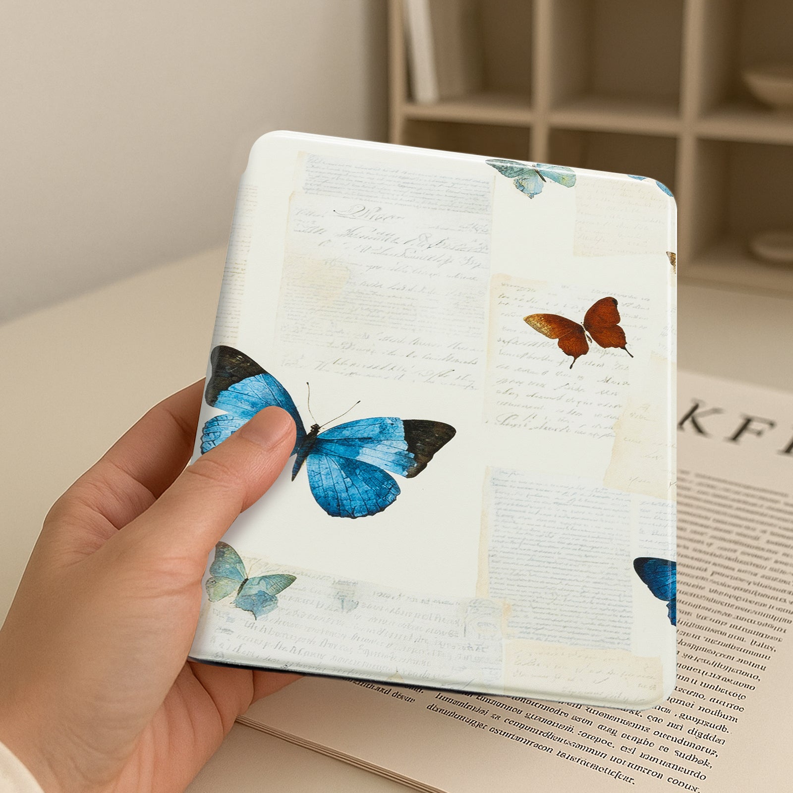 Eden Beige Butterfly Kindle Basic 6 INCH Case