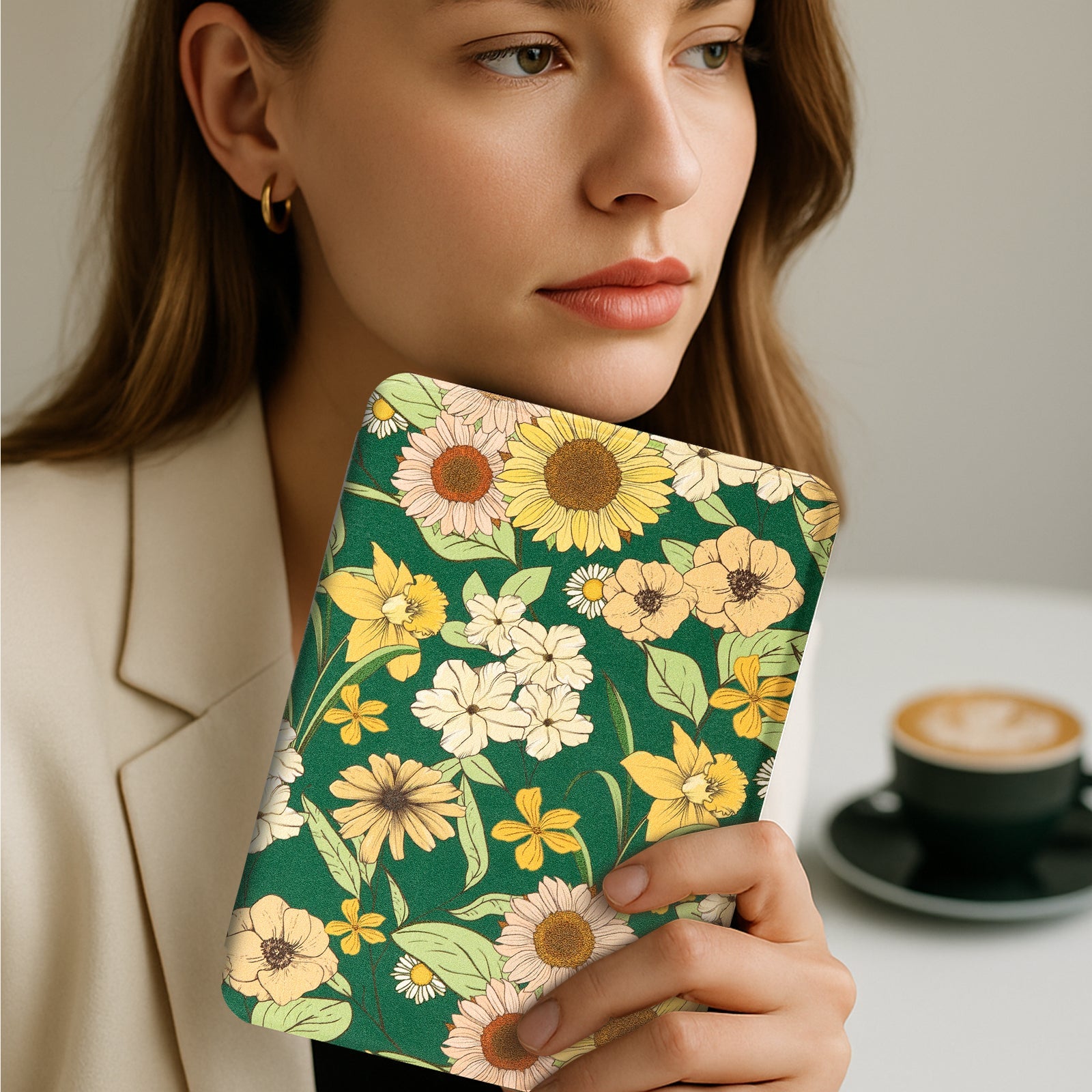 Eden Dark Green Floral Kindle Basic 6 INCH Case