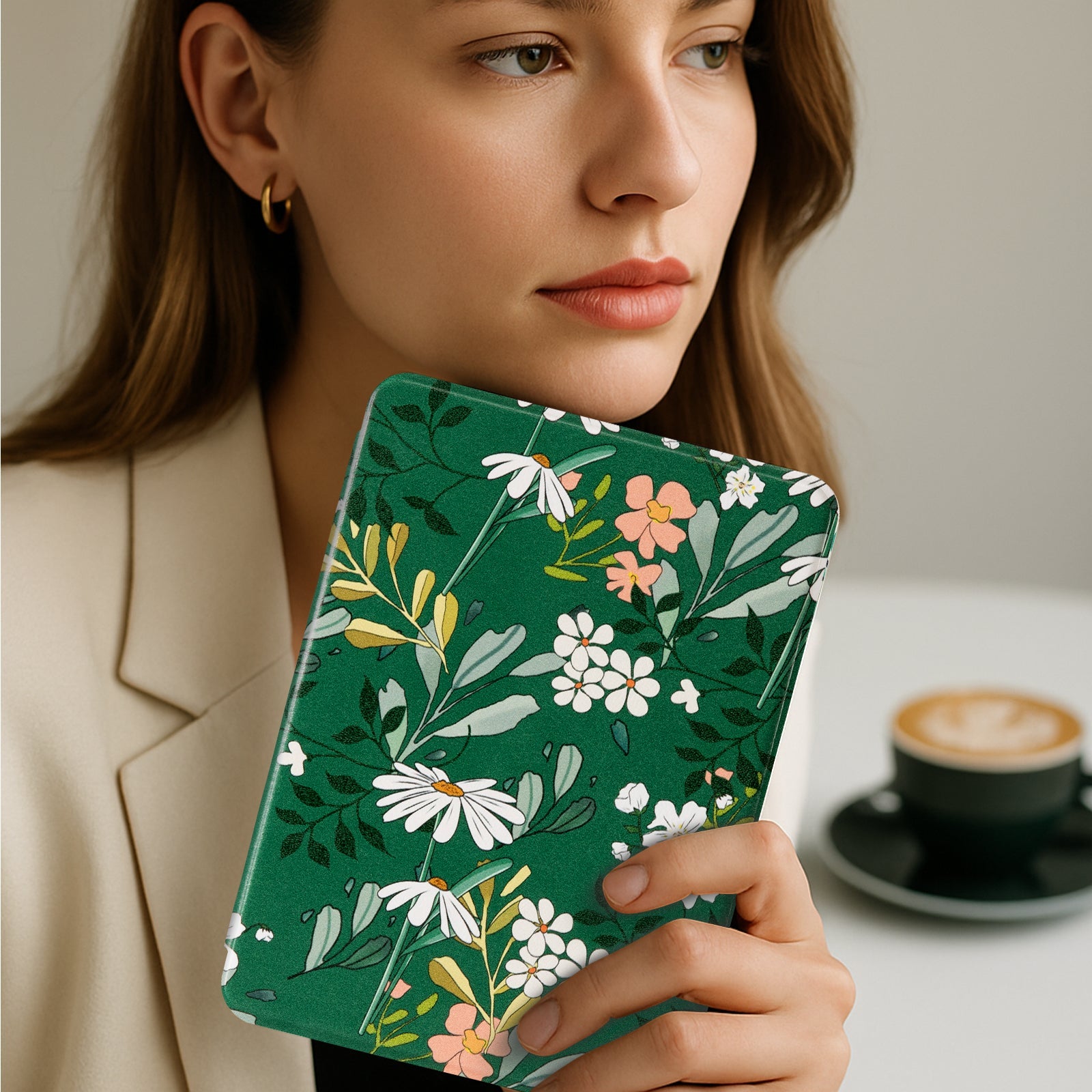 Eden Dark Green Flower Kindle Basic 6 INCH Case