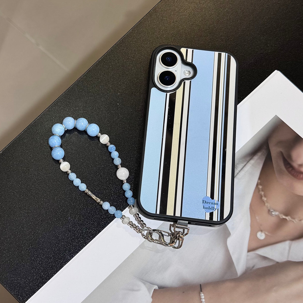 Azure Ripple Phone Wristlet