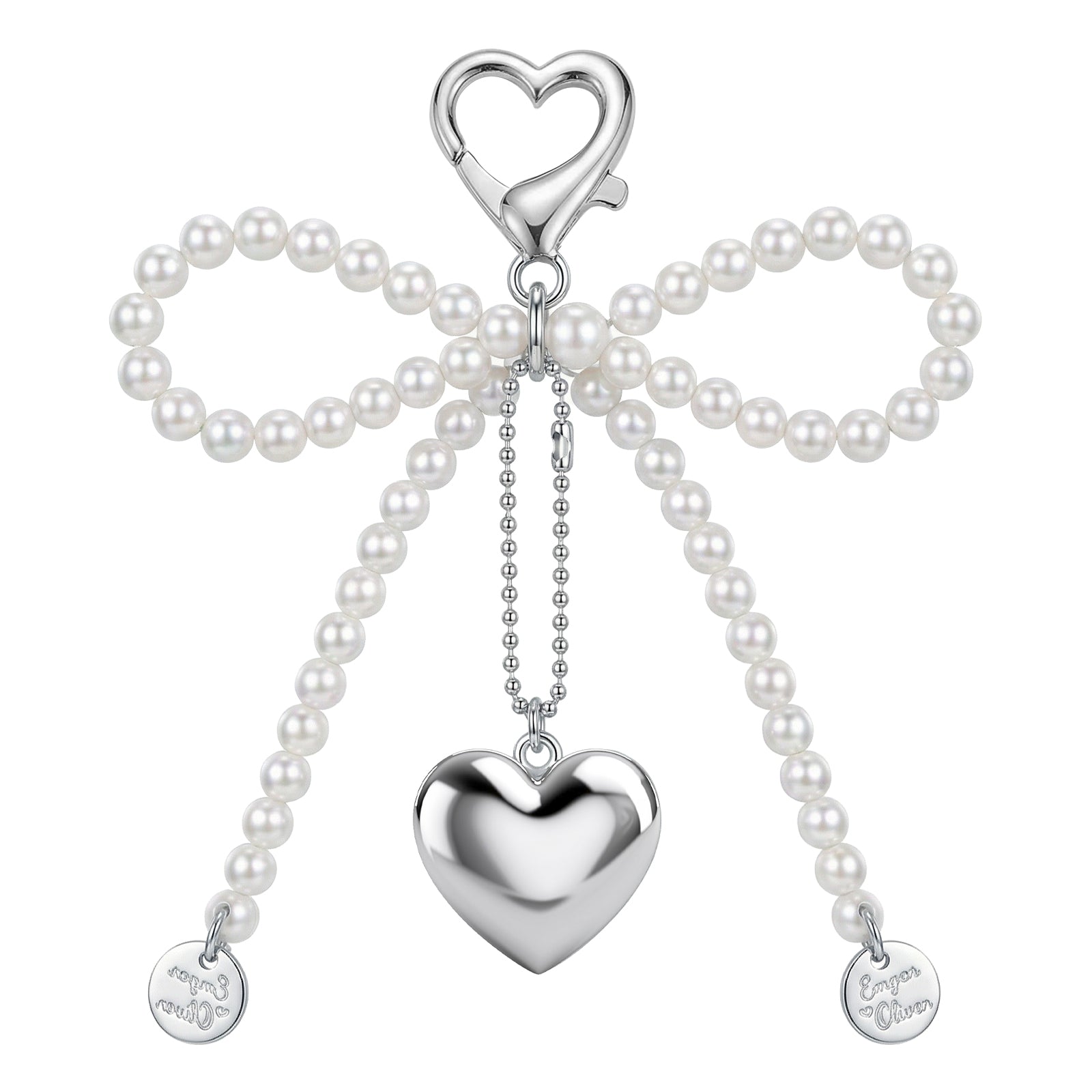 Pearl Bow Silver-Ton Heart Strap