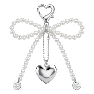 Pearl Bow Silver-Ton Heart Strap