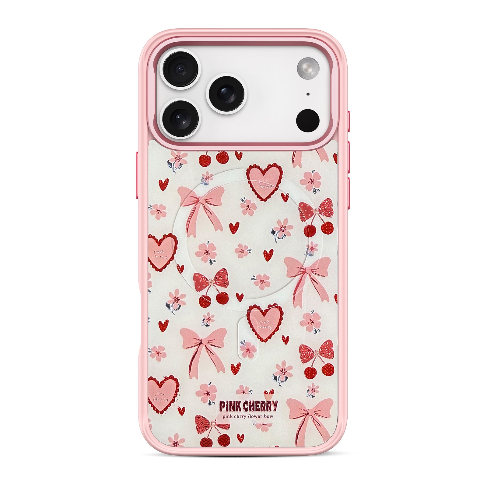 Pink Cherry Bow Snap-On Case for iPhone 17 Series
