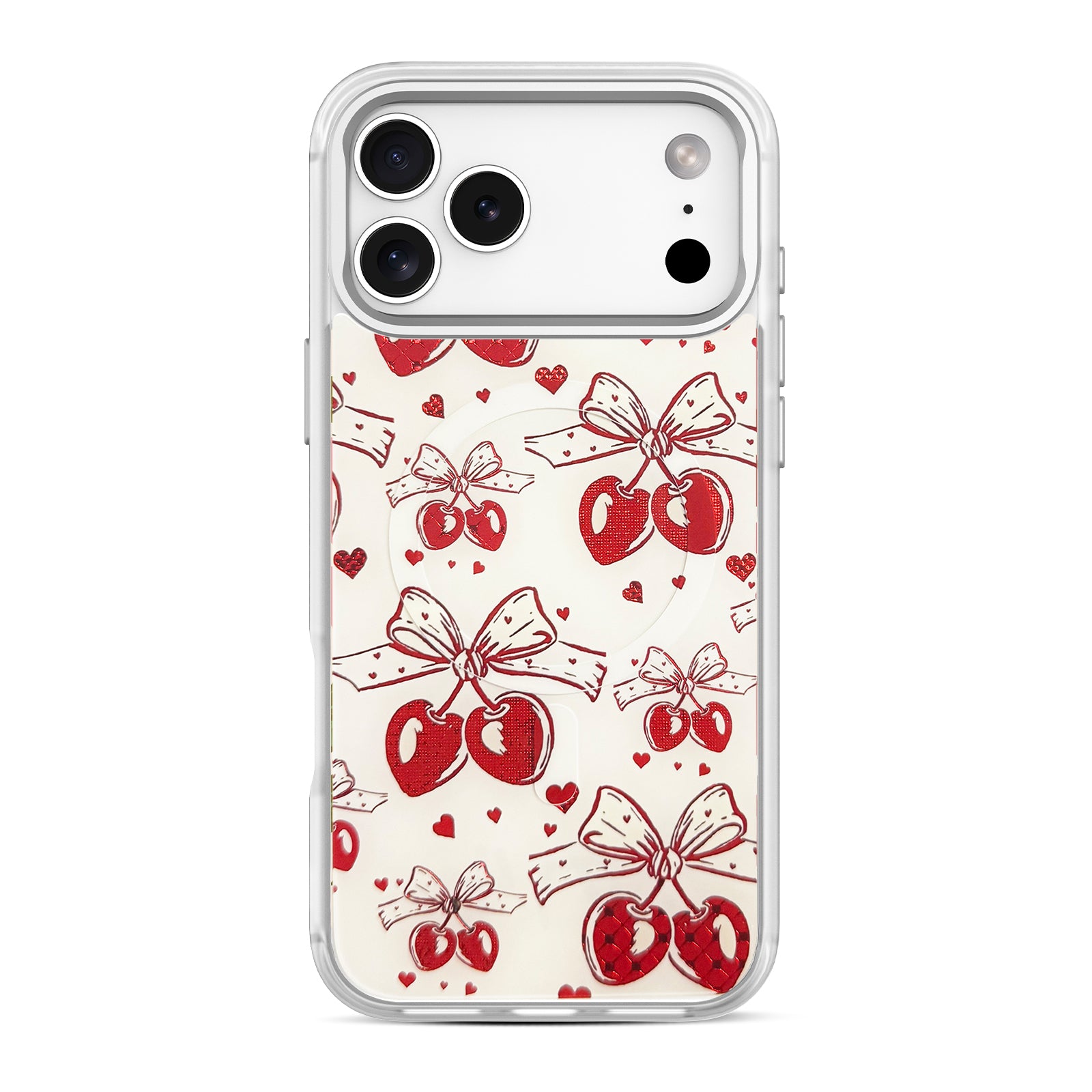 Vintage Cherry Bow Snap-On Case for iPhone 17 Series