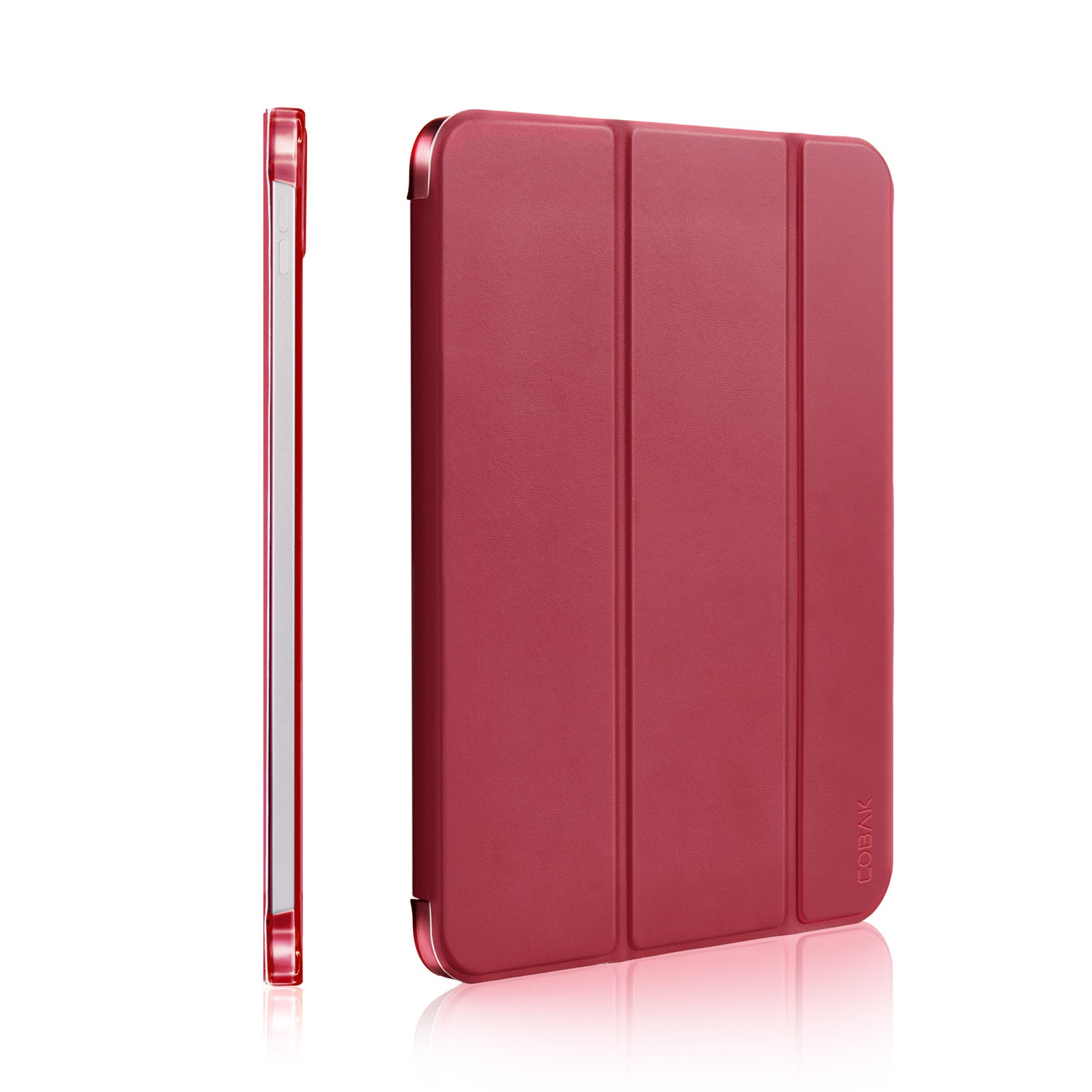 iPad 11th Gen (10th Compatible) Slim Stand Cover with Clear Hard Back, Touch ID#Color_Red