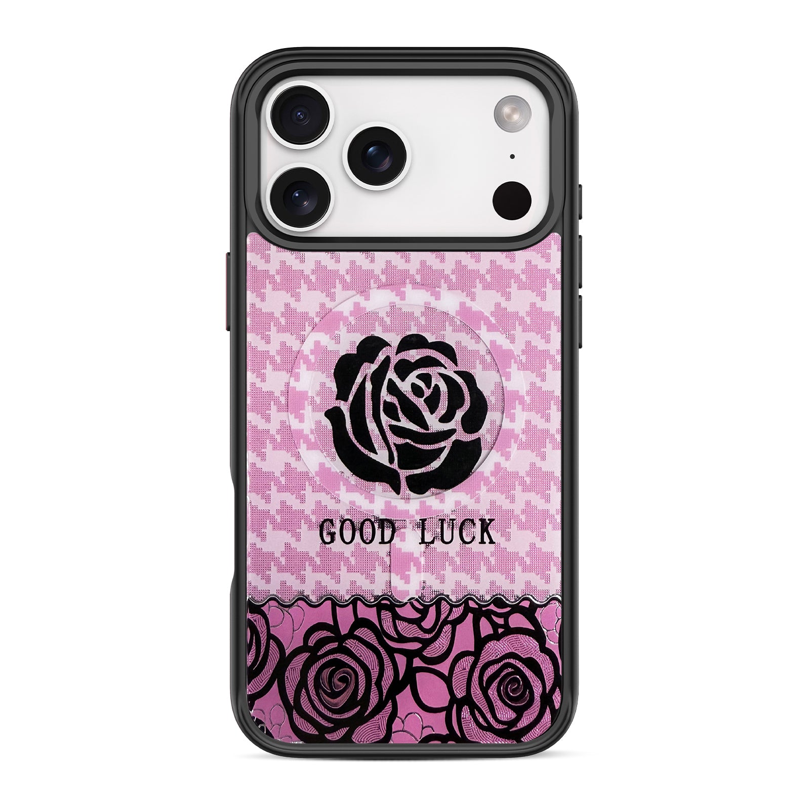 Houndstooth Rose Snap-On Case for iPhone 17 Series