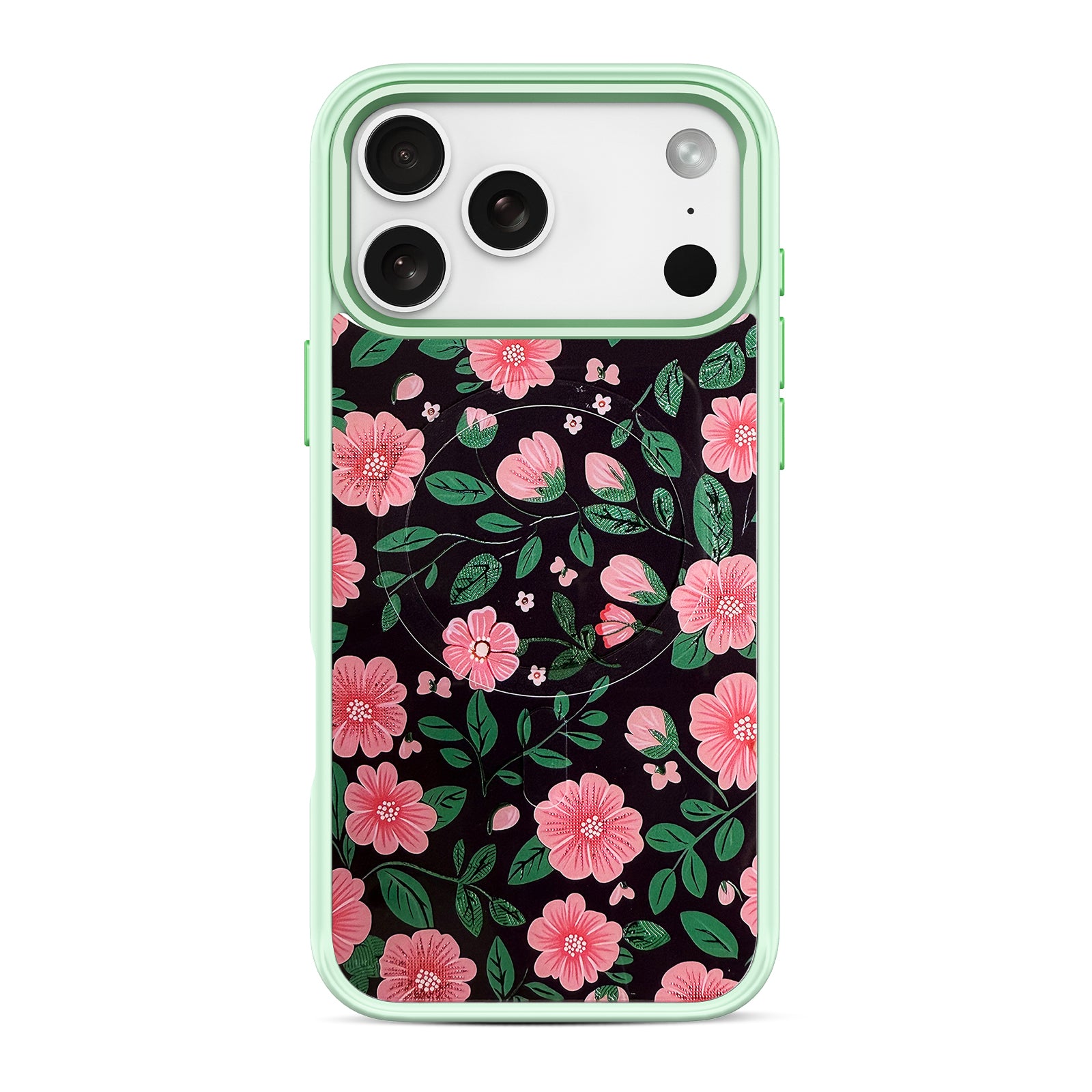 Pink & Green Floral Snap-On Case for iPhone 17 Series