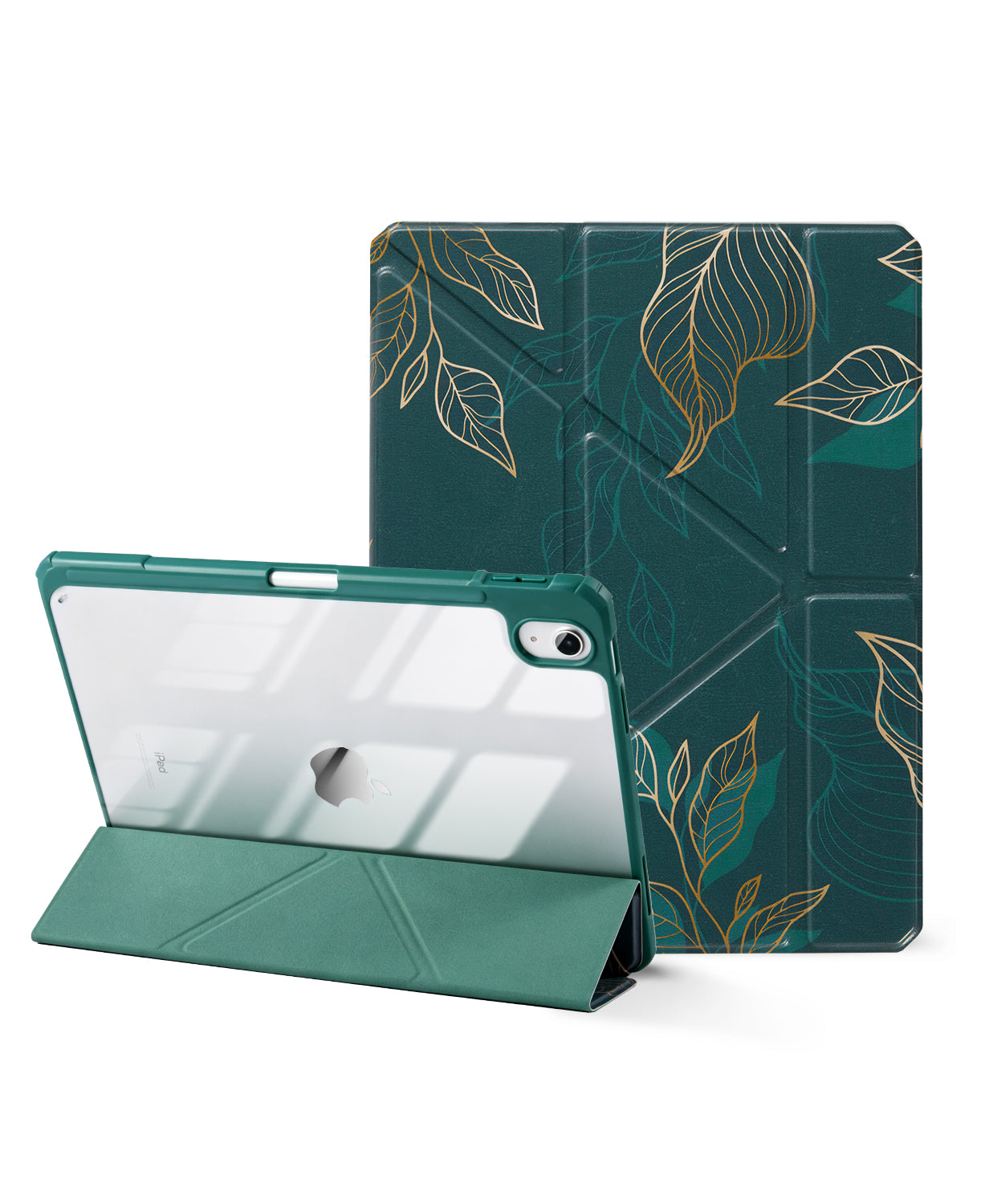 iPad 11th Gen (10th Compatible) Case With Y-Fold Magnetic Stand#Color_Green Pattern