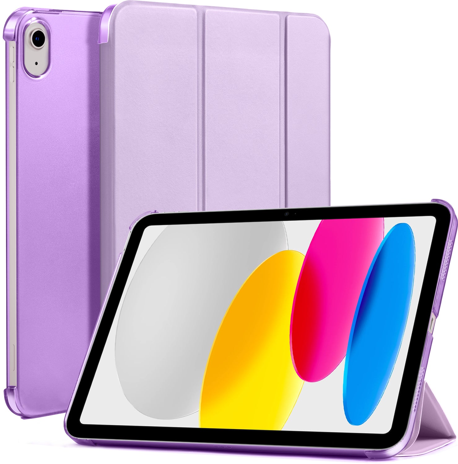 iPad 11th Gen (10th Compatible) Slim Stand Cover with Clear Hard Back, Touch ID#Color_Gray Violet