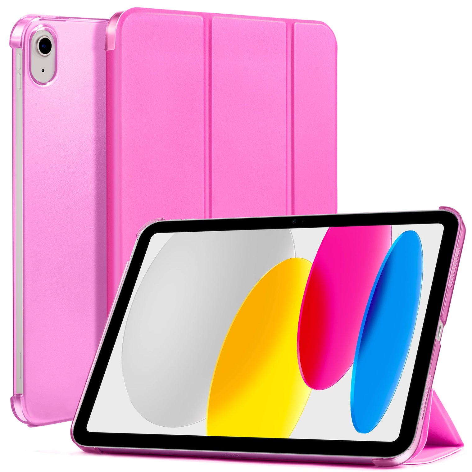 iPad 11th Gen (10th Compatible) Slim Stand Cover with Clear Hard Back, Touch ID#Color_Fuchsia