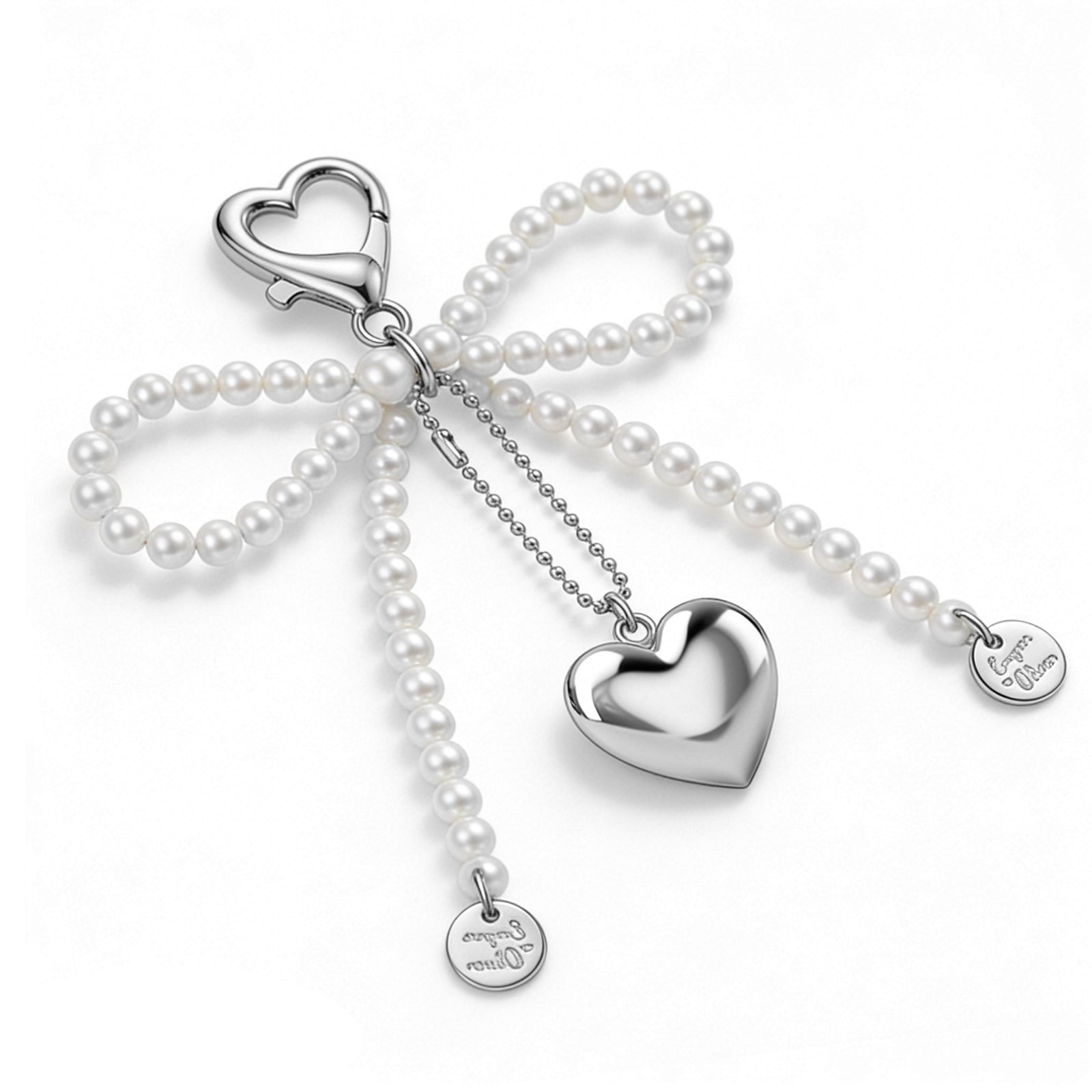 Pearl Bow Silver-Ton Heart Strap