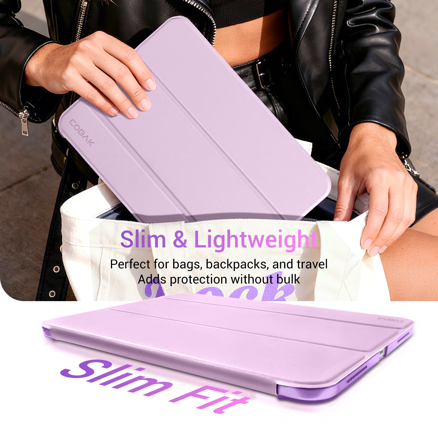 iPad 11th Gen (10th Compatible) Slim Stand Cover with Clear Hard Back, Touch ID#Color_Gray Violet