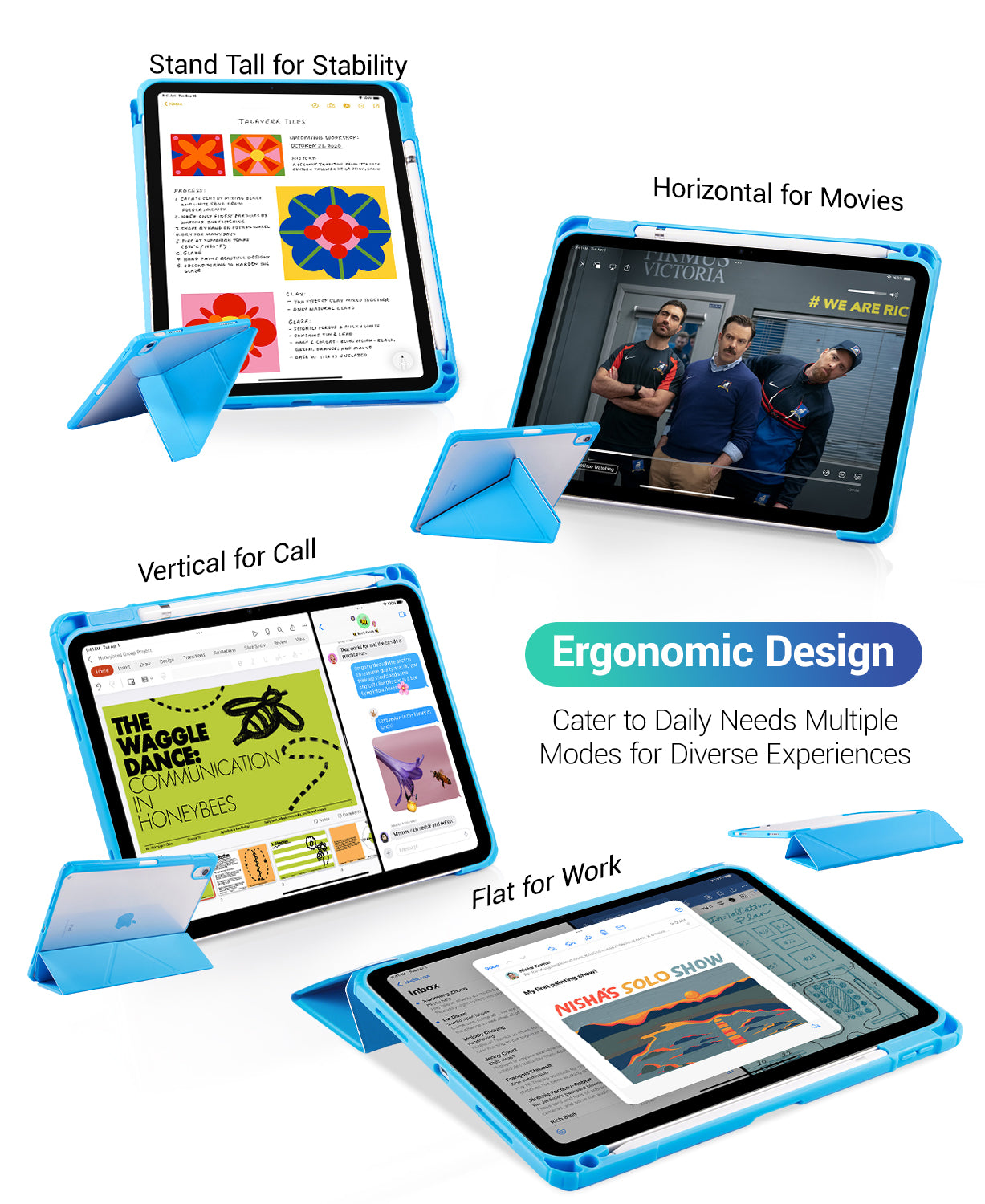 iPad 11th Gen (10th Compatible) Case With Y-Fold Magnetic Stand#Color_Bright Blue