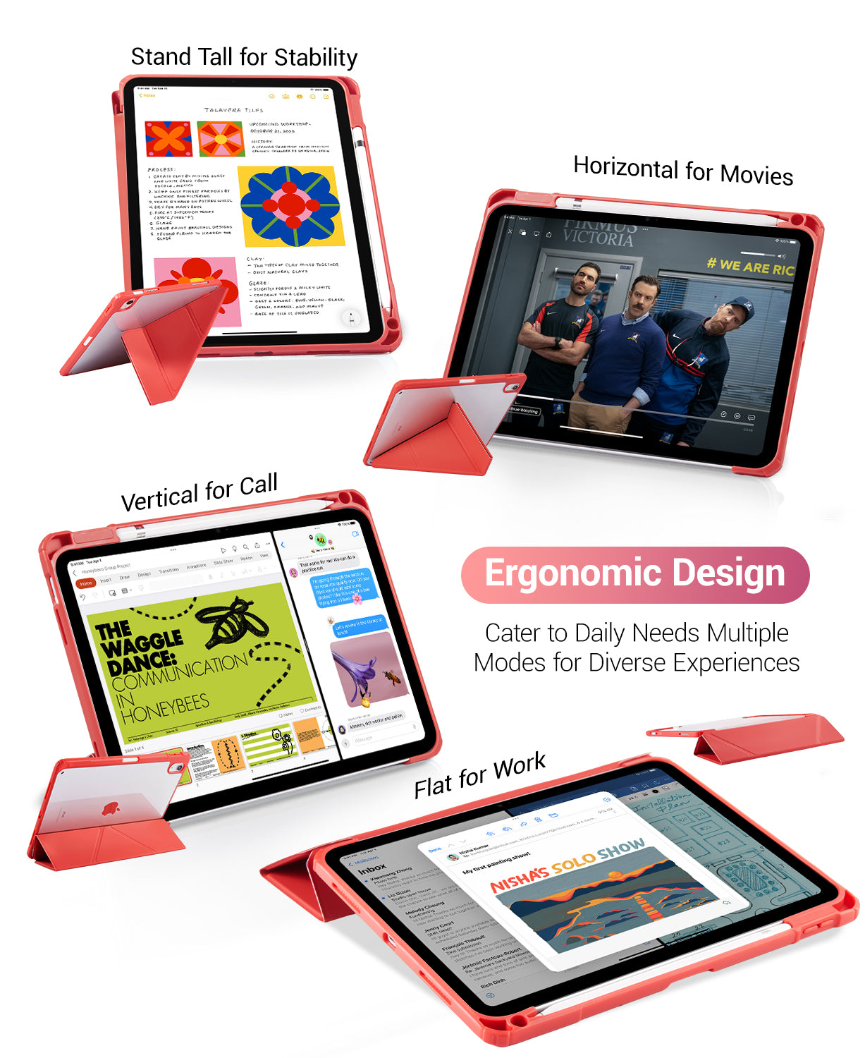 iPad 11th Gen (10th Compatible) Case With Y-Fold Magnetic Stand#Color_Red
