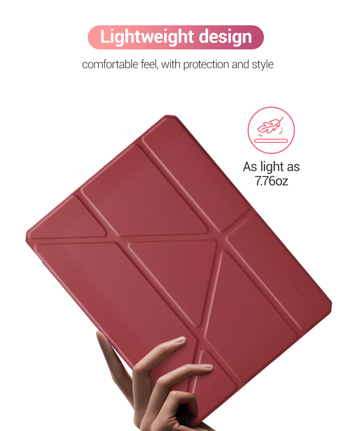 iPad 11th Gen (10th Compatible) Case With Y-Fold Magnetic Stand#Color_Wine Red