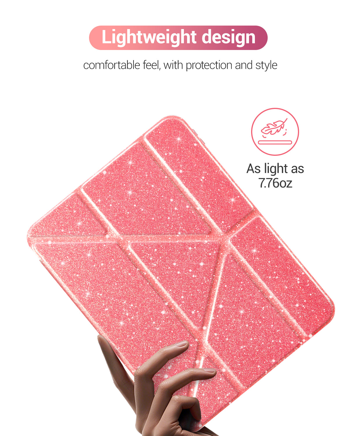 iPad 11th Gen (10th Compatible) Case With Y-Fold Magnetic Stand#Color_Sparkling Pink