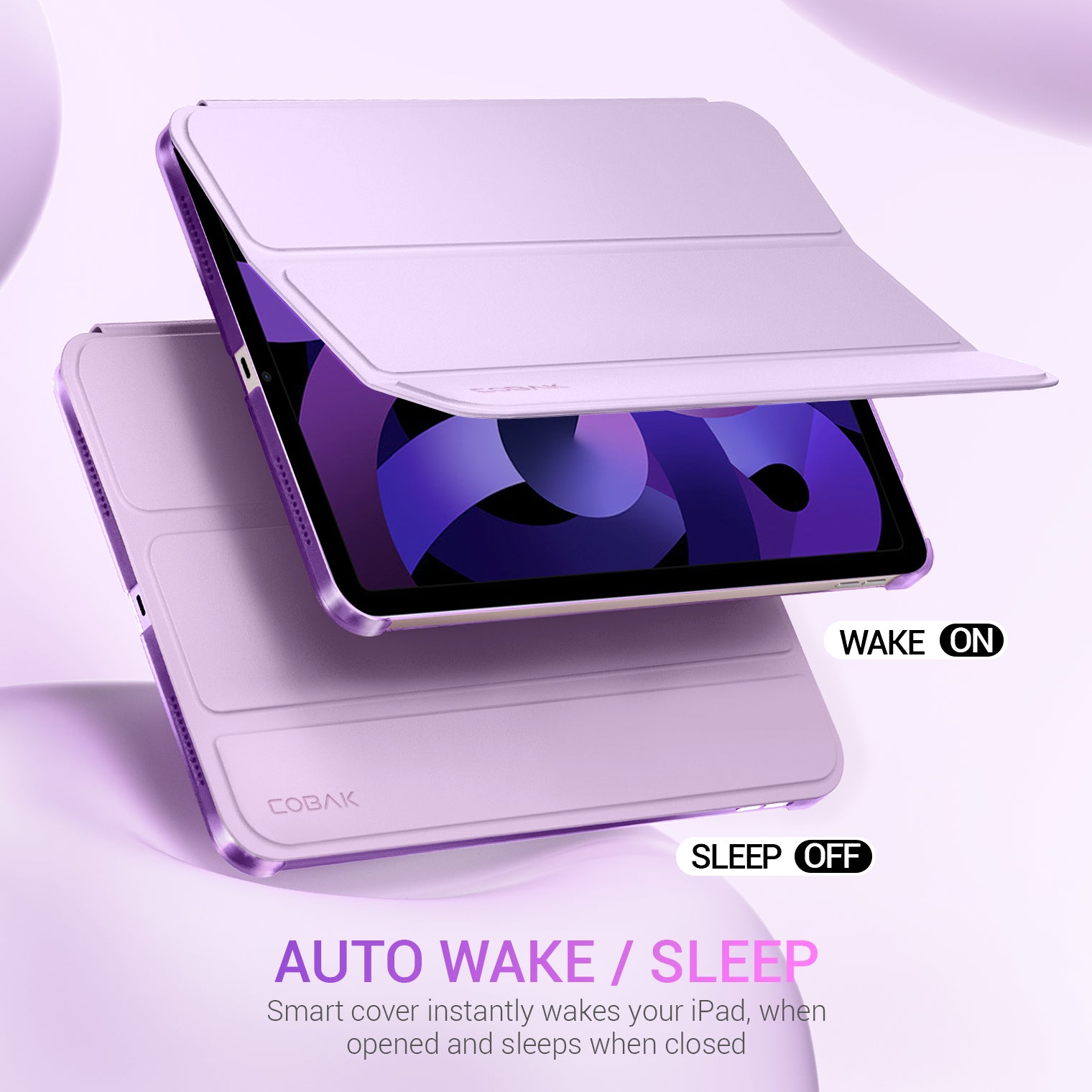 iPad 11th Gen (10th Compatible) Slim Stand Cover with Clear Hard Back, Touch ID#Color_Gray Violet