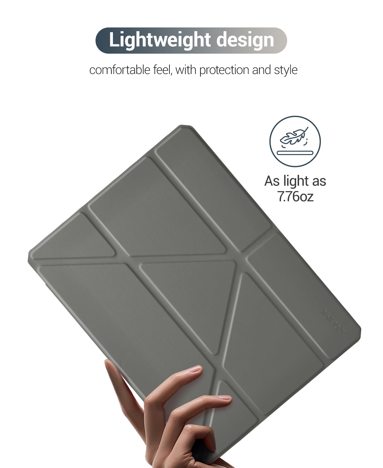 iPad 11th Gen (10th Compatible) Case With Y-Fold Magnetic Stand#Color_Dark Gray