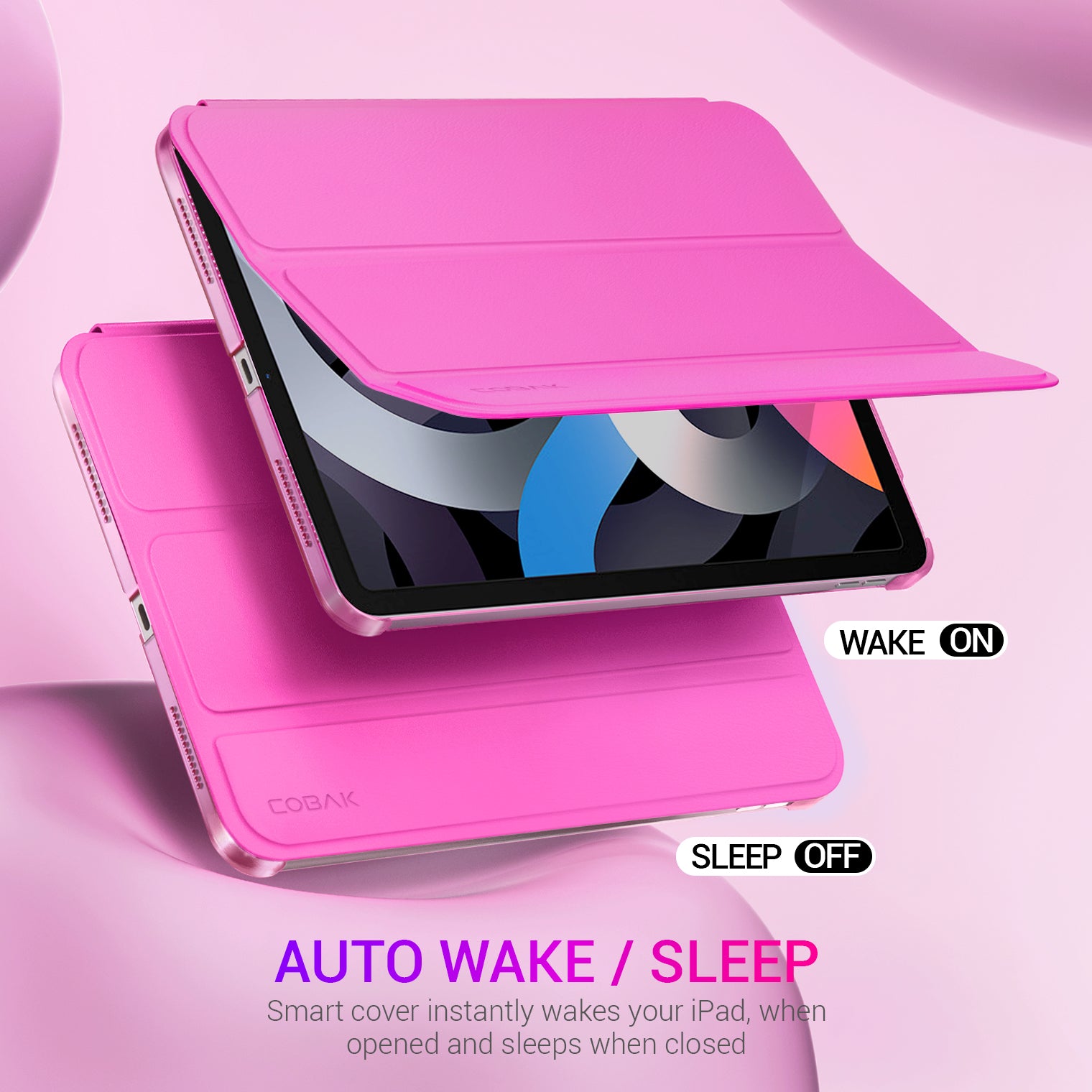 iPad 11th Gen (10th Compatible) Slim Stand Cover with Clear Hard Back, Touch ID#Color_Fuchsia