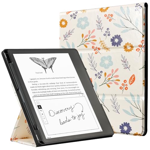 Eden Light Green Blossoms Kindle Scribe Stand Case