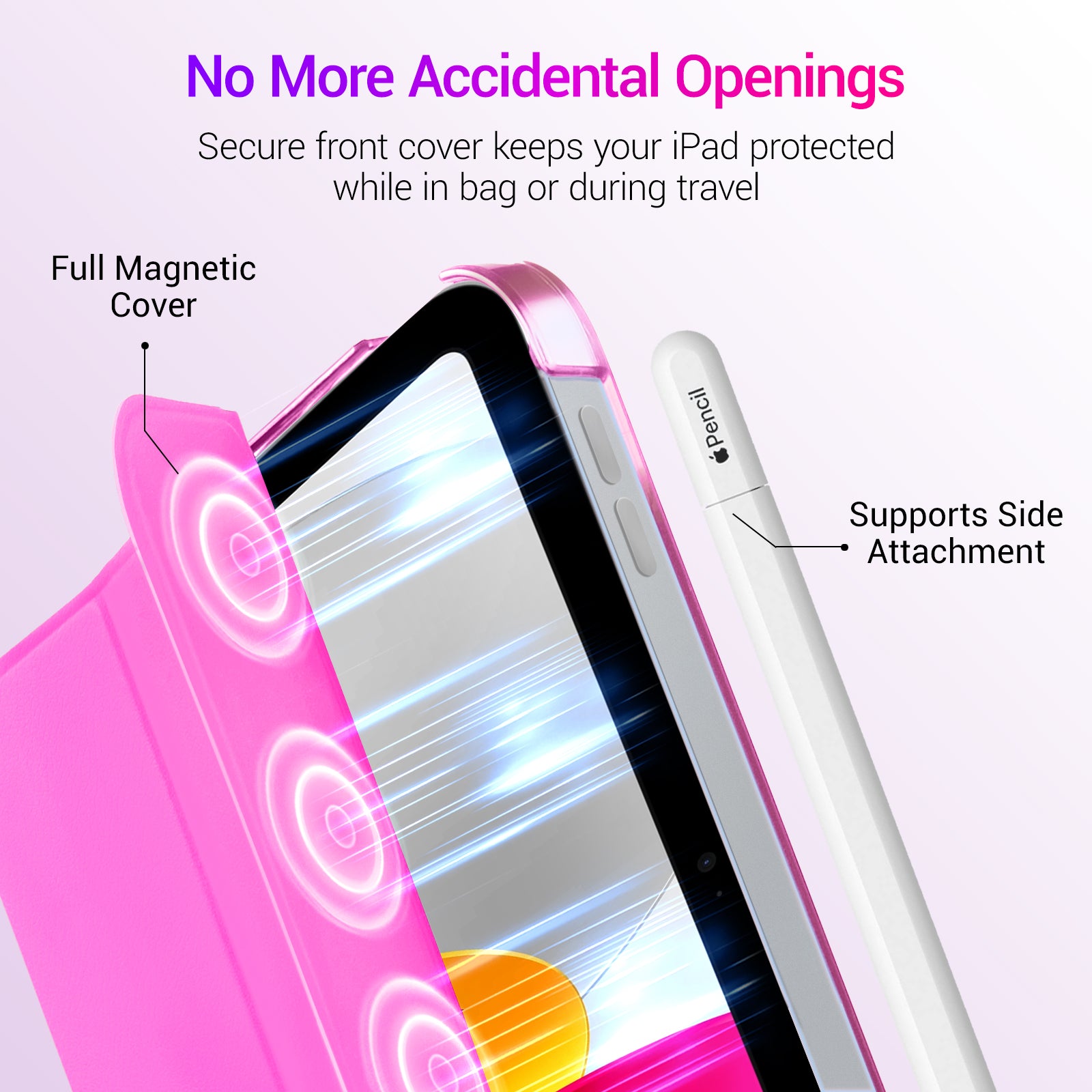 iPad 11th Gen (10th Compatible) Slim Stand Cover with Clear Hard Back, Touch ID#Color_Fuchsia