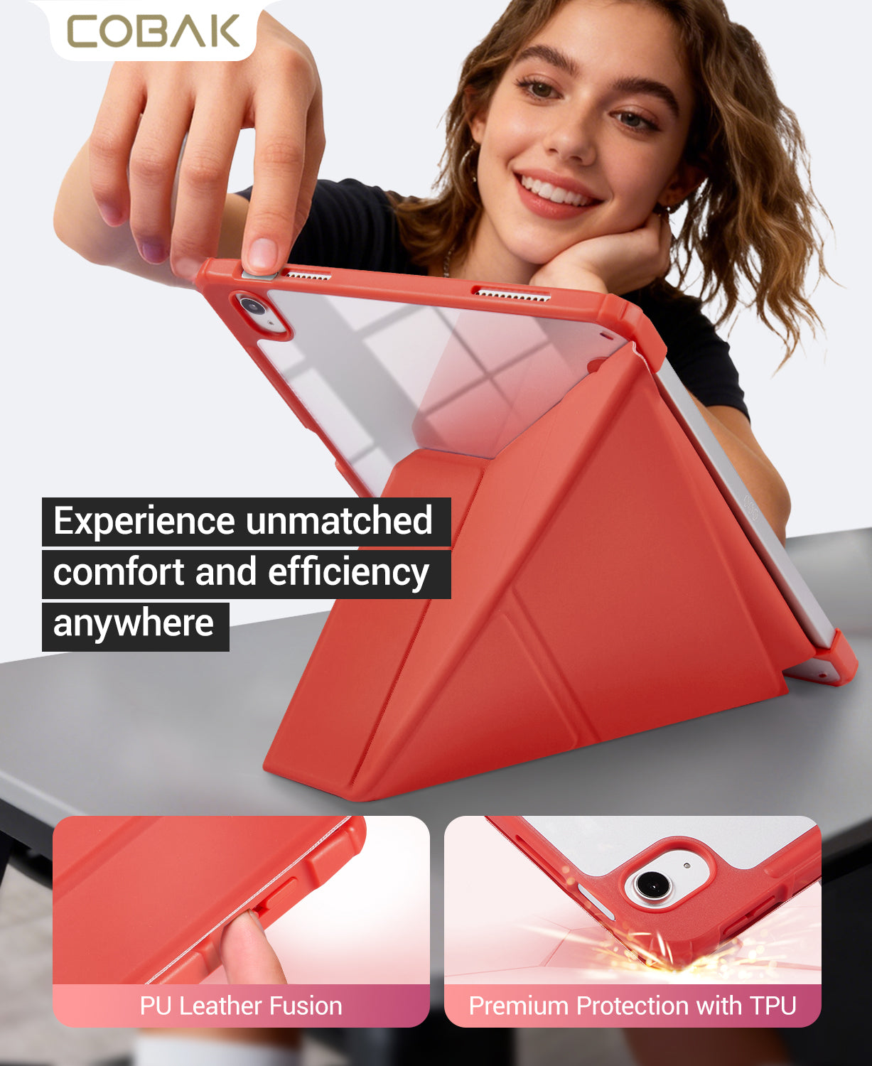 iPad 11th Gen (10th Compatible) Case With Y-Fold Magnetic Stand#Color_Red