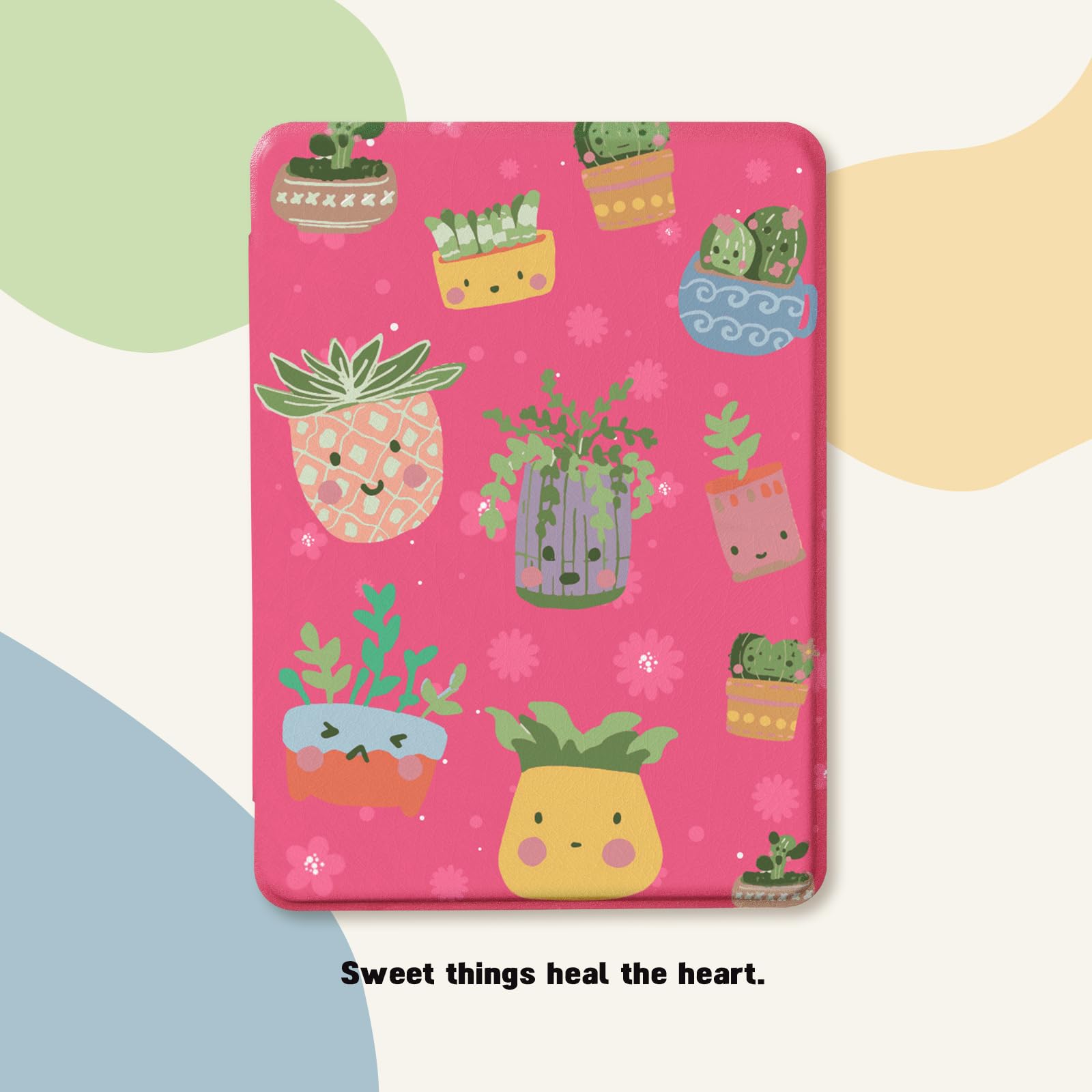 Kindle Paperwhite 12th Gen 7 inch (2024) Case With Stand–Cute Prints#Color_Plant Party Blooming